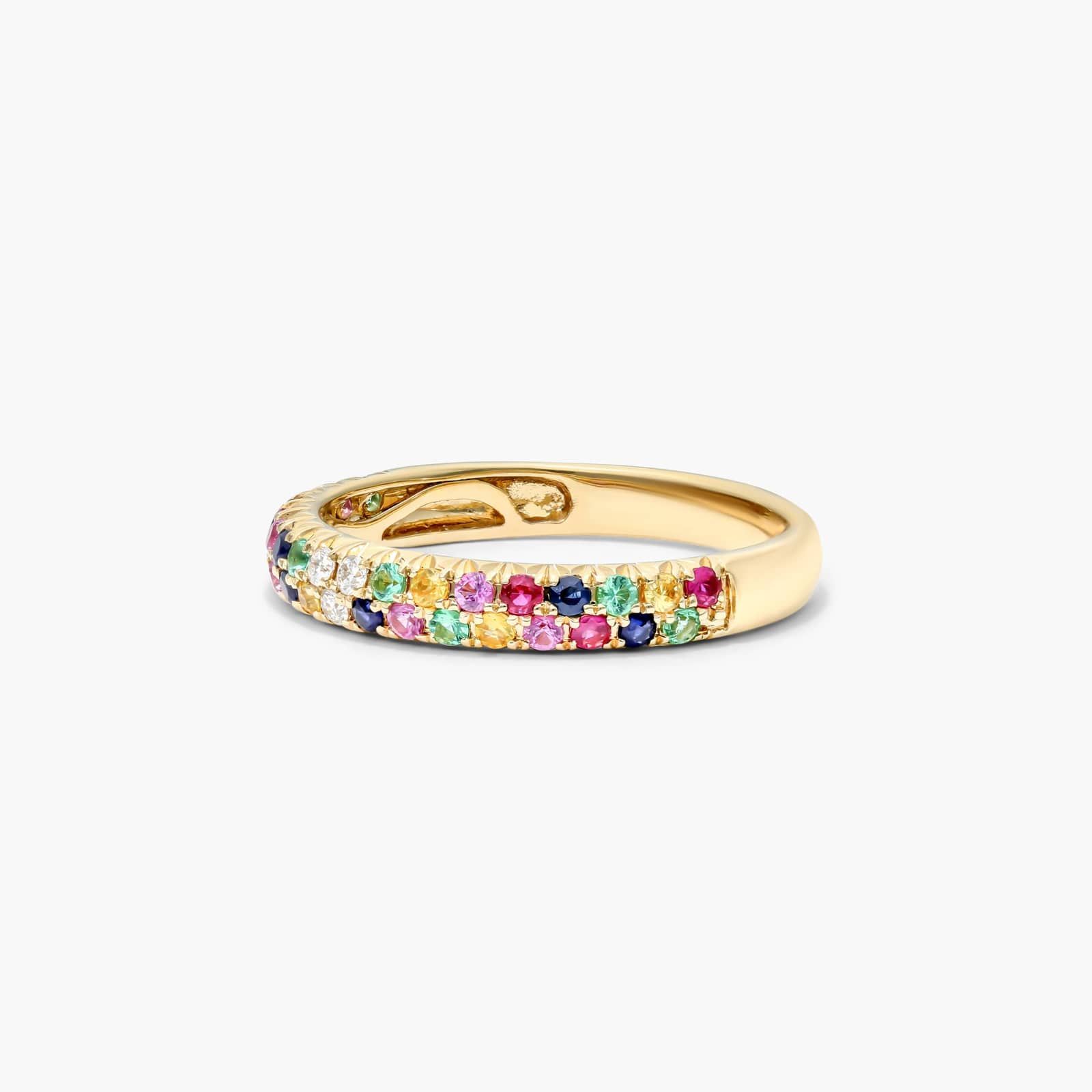 Double Row Pavé Multicolor Ring In 14K Yellow Gold By James Allen