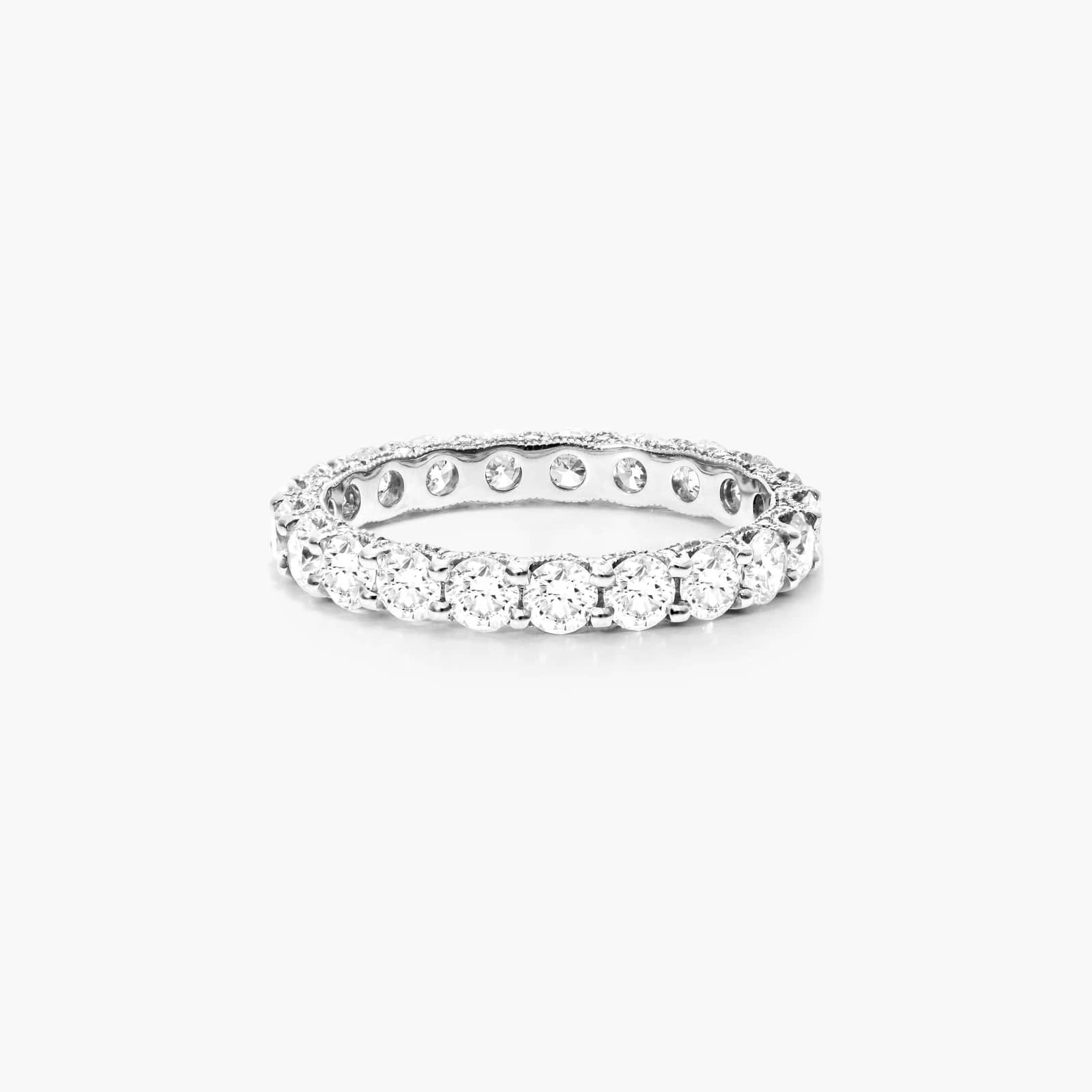 Embellished Milgrain Diamond Eternity Ring In 14K White Gold By James Allen
