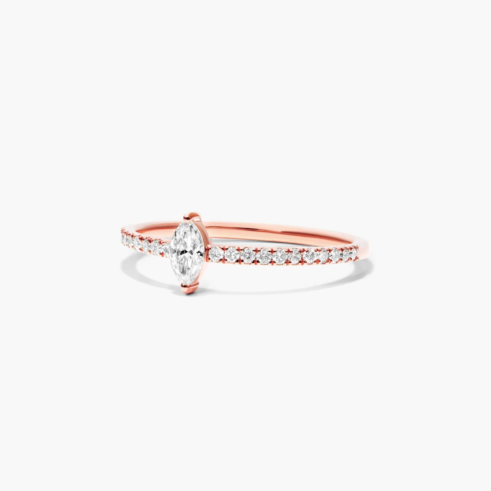 Petite Marquise Cut Diamond Pavé Ring In 14K Rose Gold By James Allen
