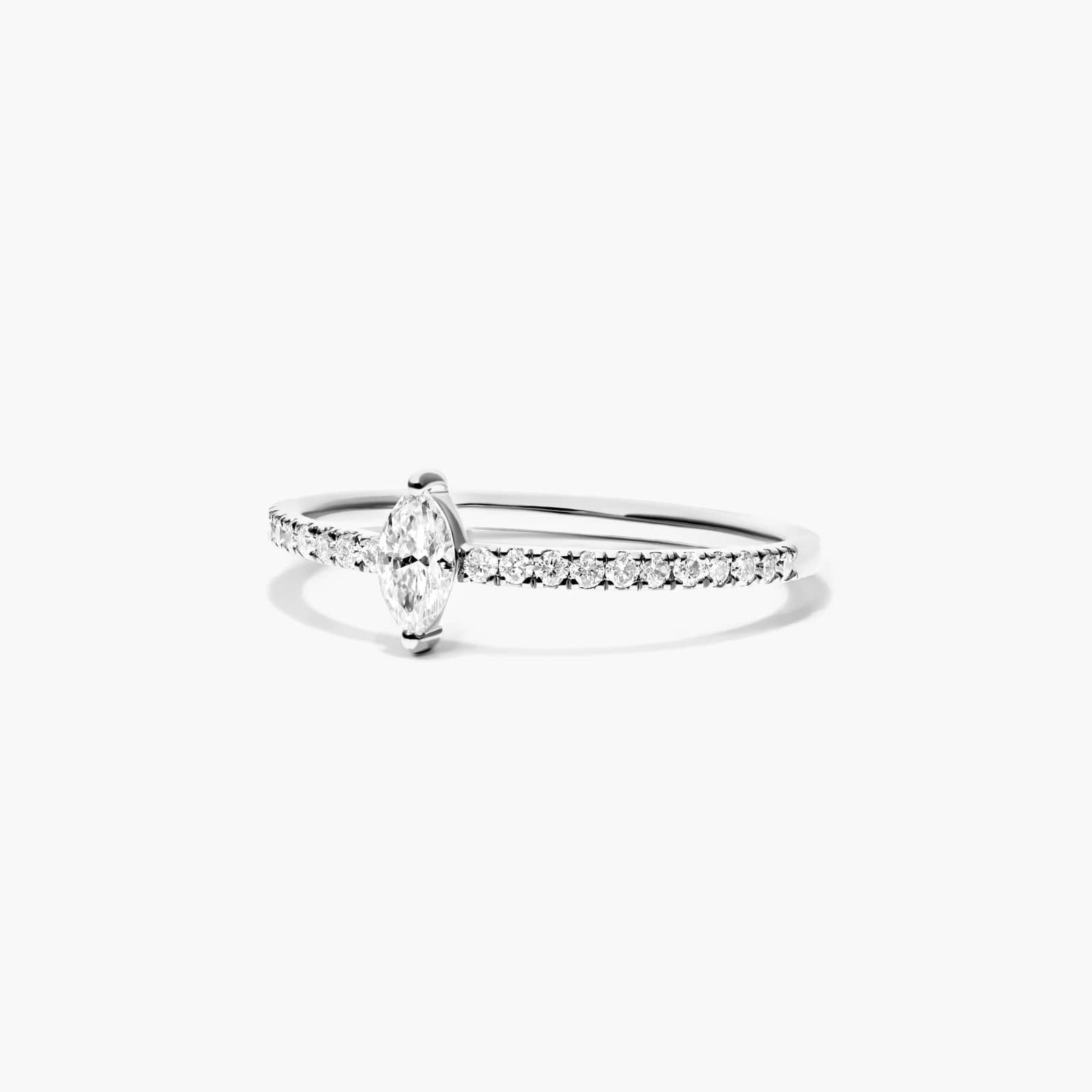 Petite Marquise Cut Diamond Pavé Ring In 14K White Gold By James Allen