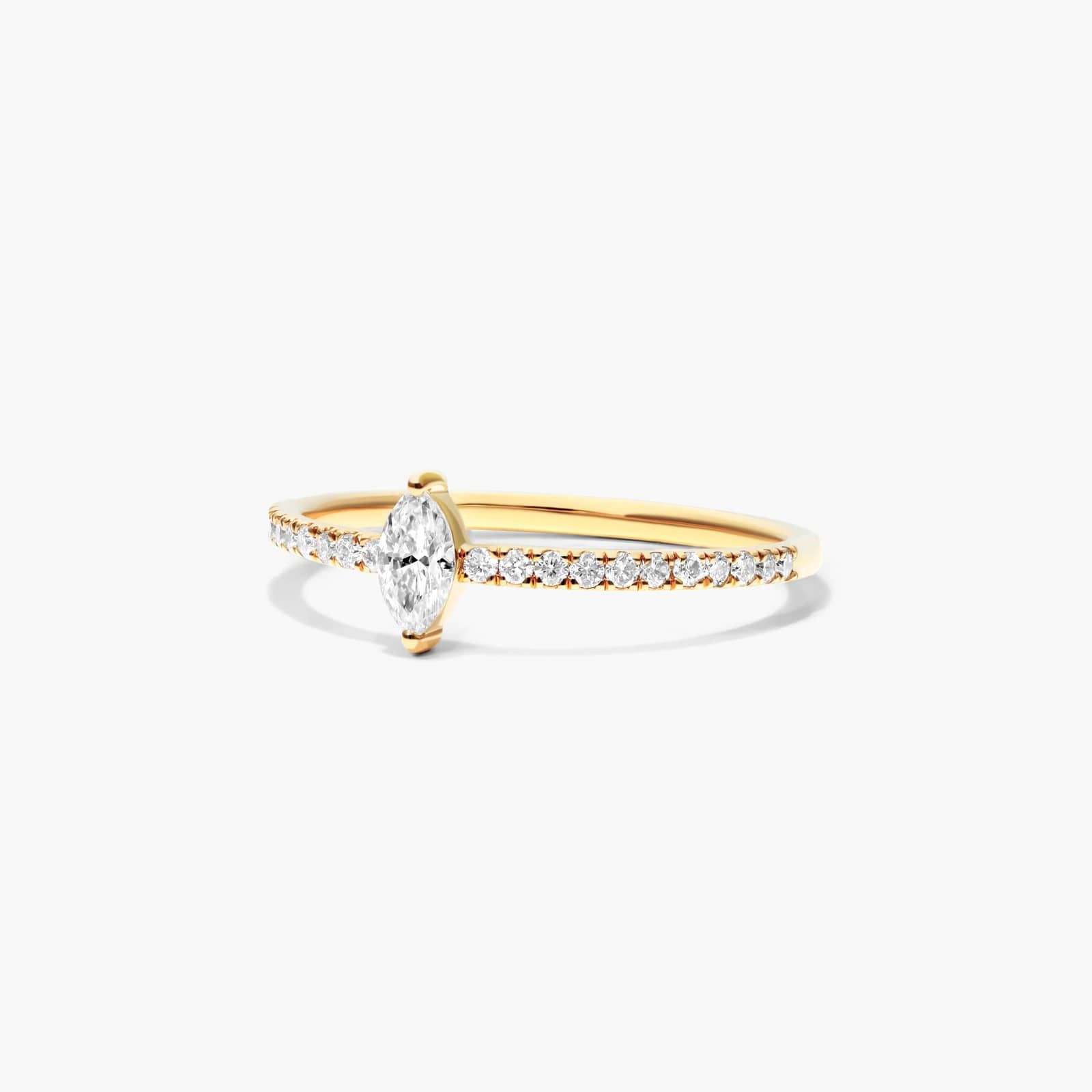 Petite Marquise Cut Diamond Pavé Ring In 14K Yellow Gold By James Allen