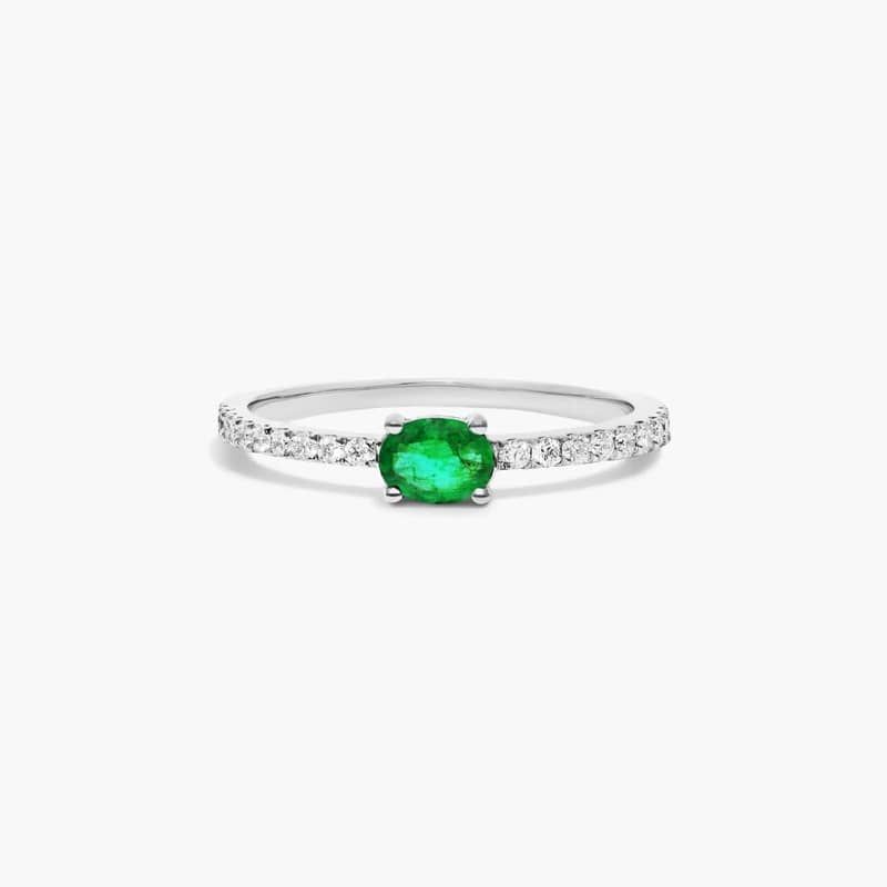 Diamond And Emerald Ring In 14K White Gold By James Allen