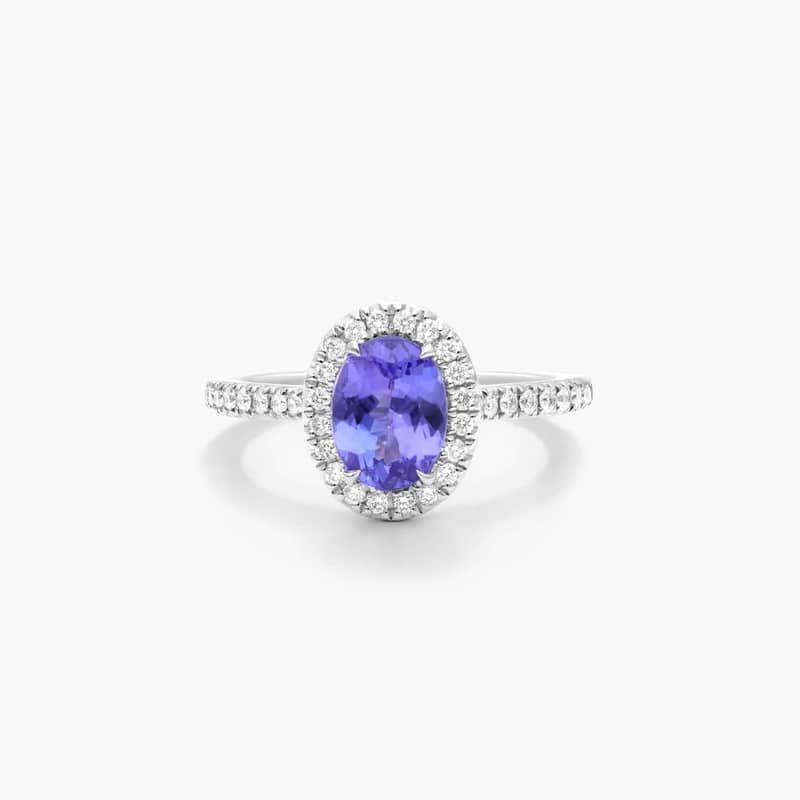 Oval Halo Tanzanite And Diamond Ring In 14K White Gold By James Allen