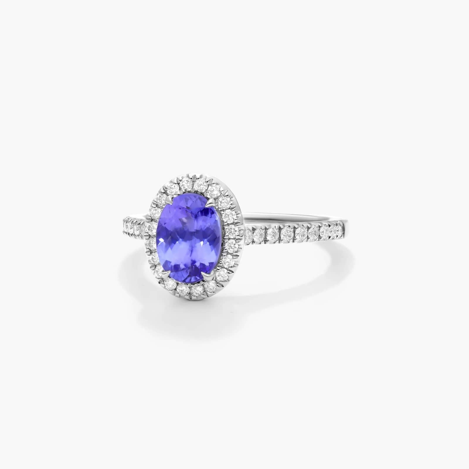 Oval Halo Tanzanite And Diamond Ring In 14K White Gold By James Allen