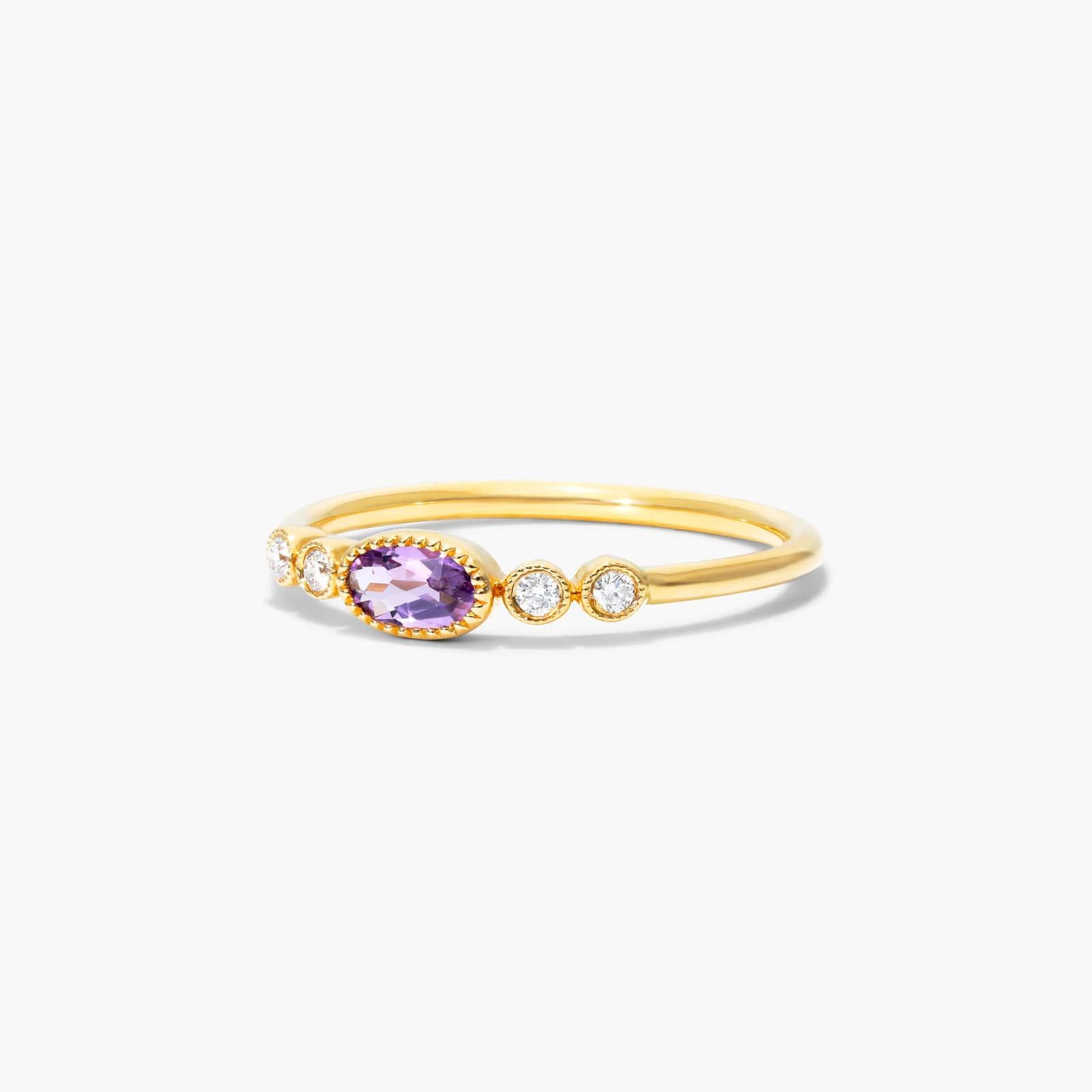 Dainty Amethyst Bezel Diamond Ring In 14K Yellow Gold By James Allen