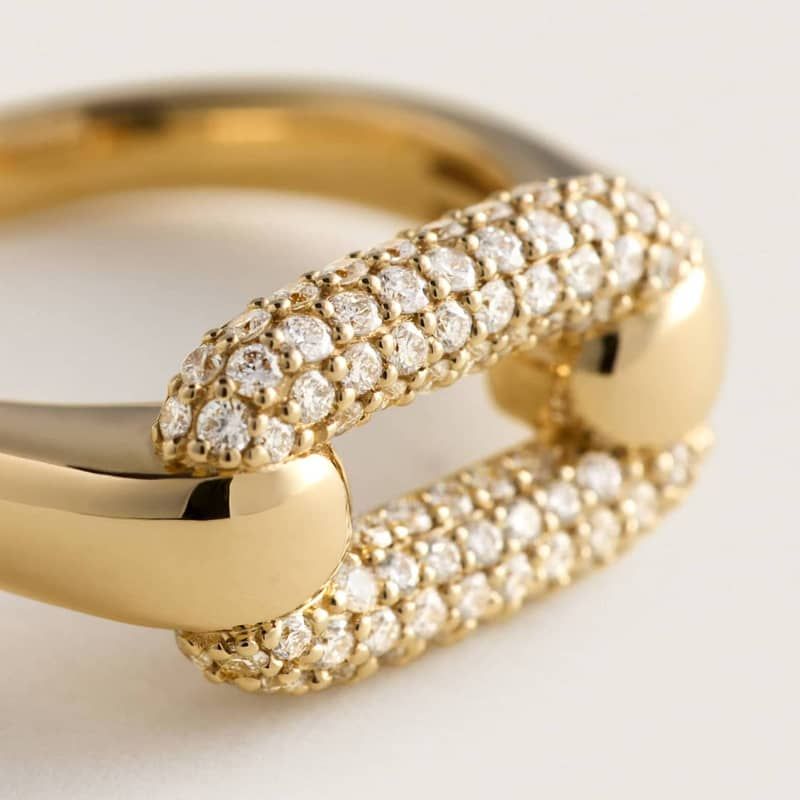 Ellipse Large Ring in 14K Yellow Gold with Diamonds