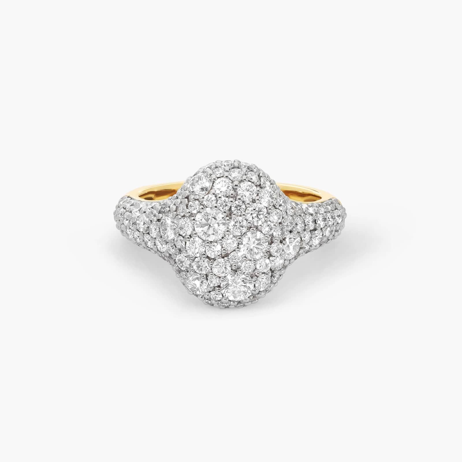 Modern Pave Oval Signet Ring in 14K Yellow Gold With Diamonds