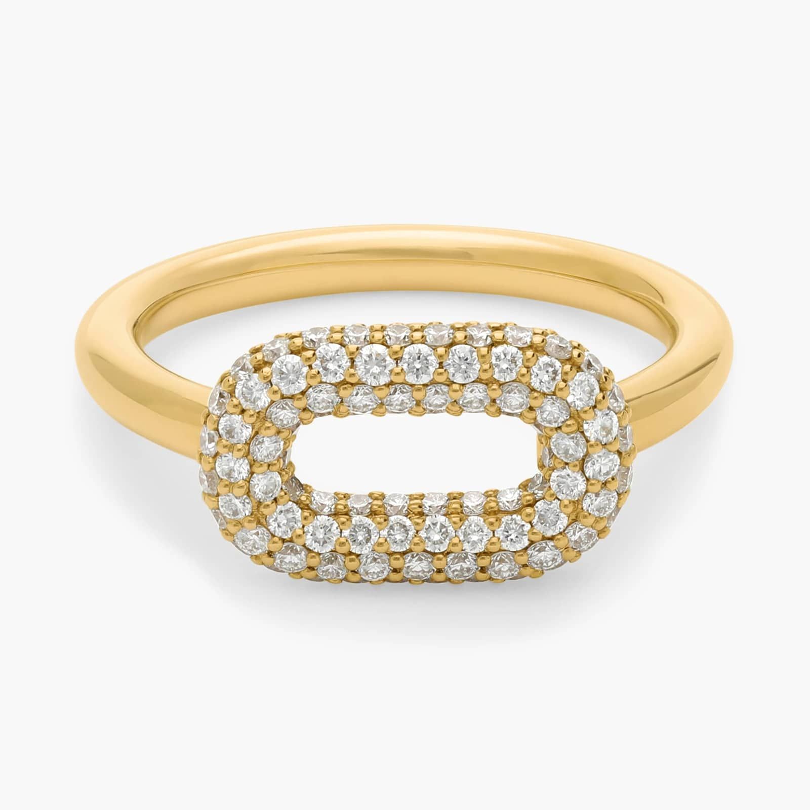 Ellipse Ring in 14K Yellow Gold with Diamonds