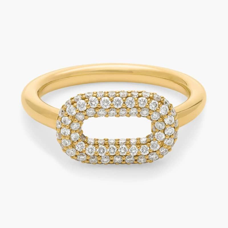Ellipse Ring in 14K Yellow Gold with Diamonds