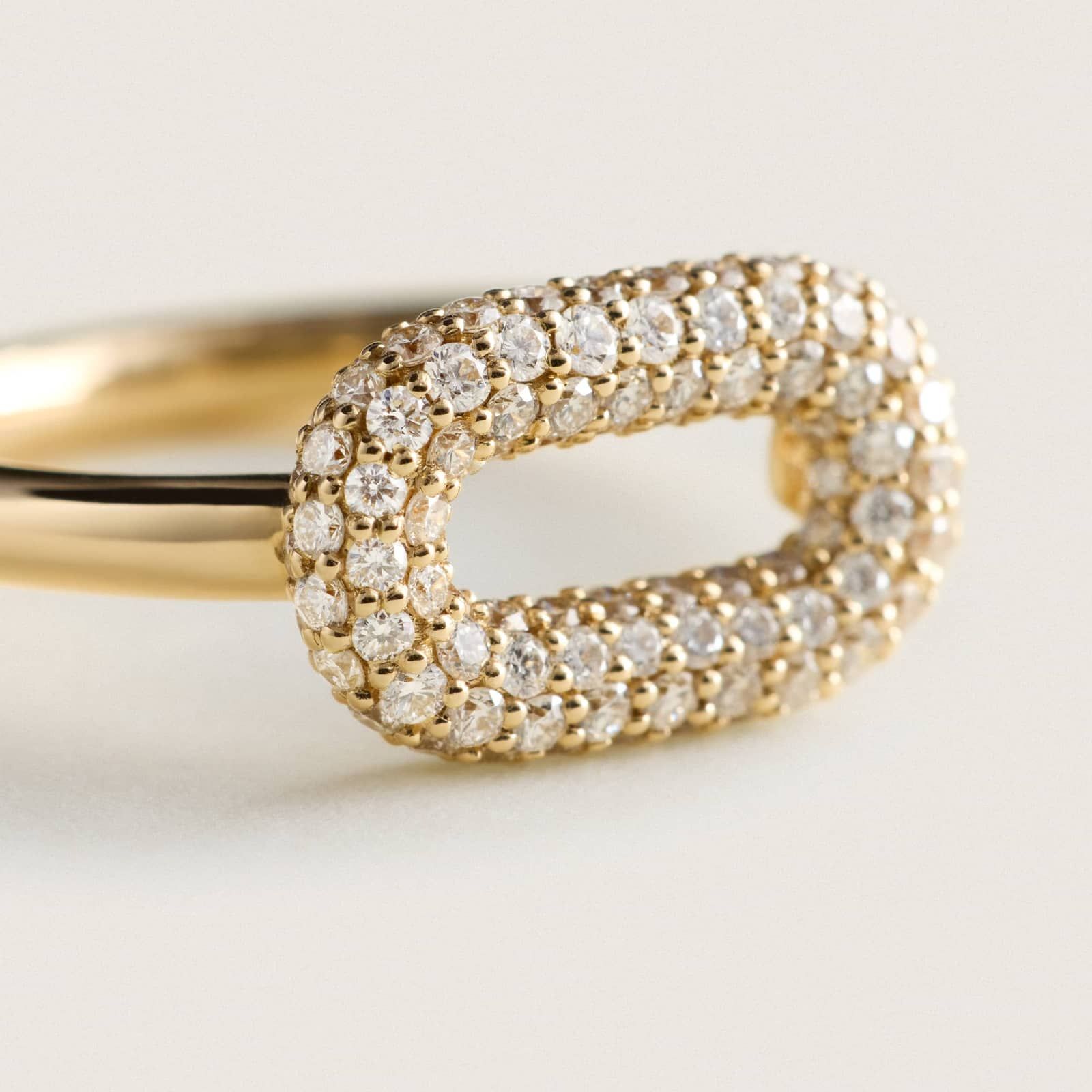 Ellipse Ring in 14K Yellow Gold with Diamonds
