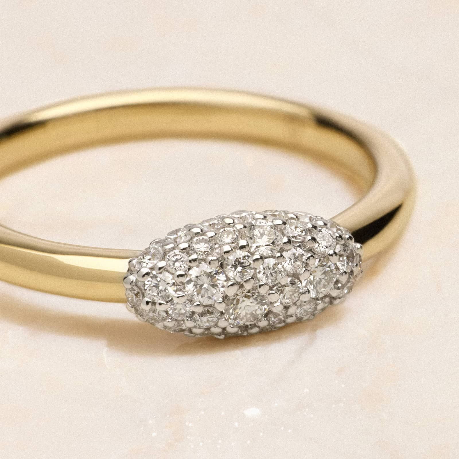 Modern Pave Medium Stacking Ring in 14K Yellow Gold With Diamonds