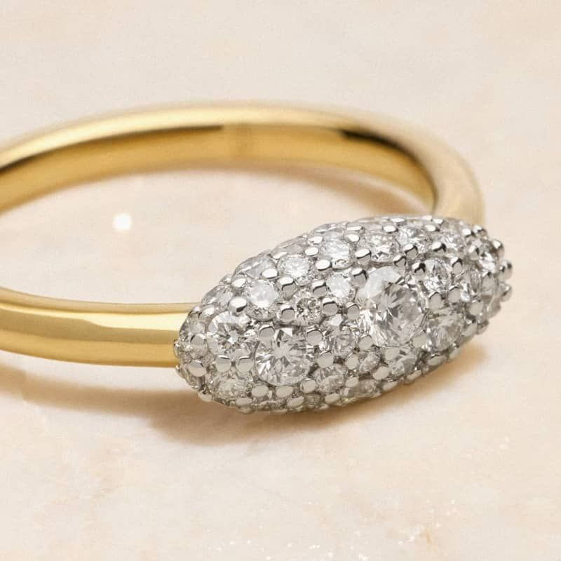 Modern Pave Large Stacking Ring in 14K Yellow Gold With Diamonds