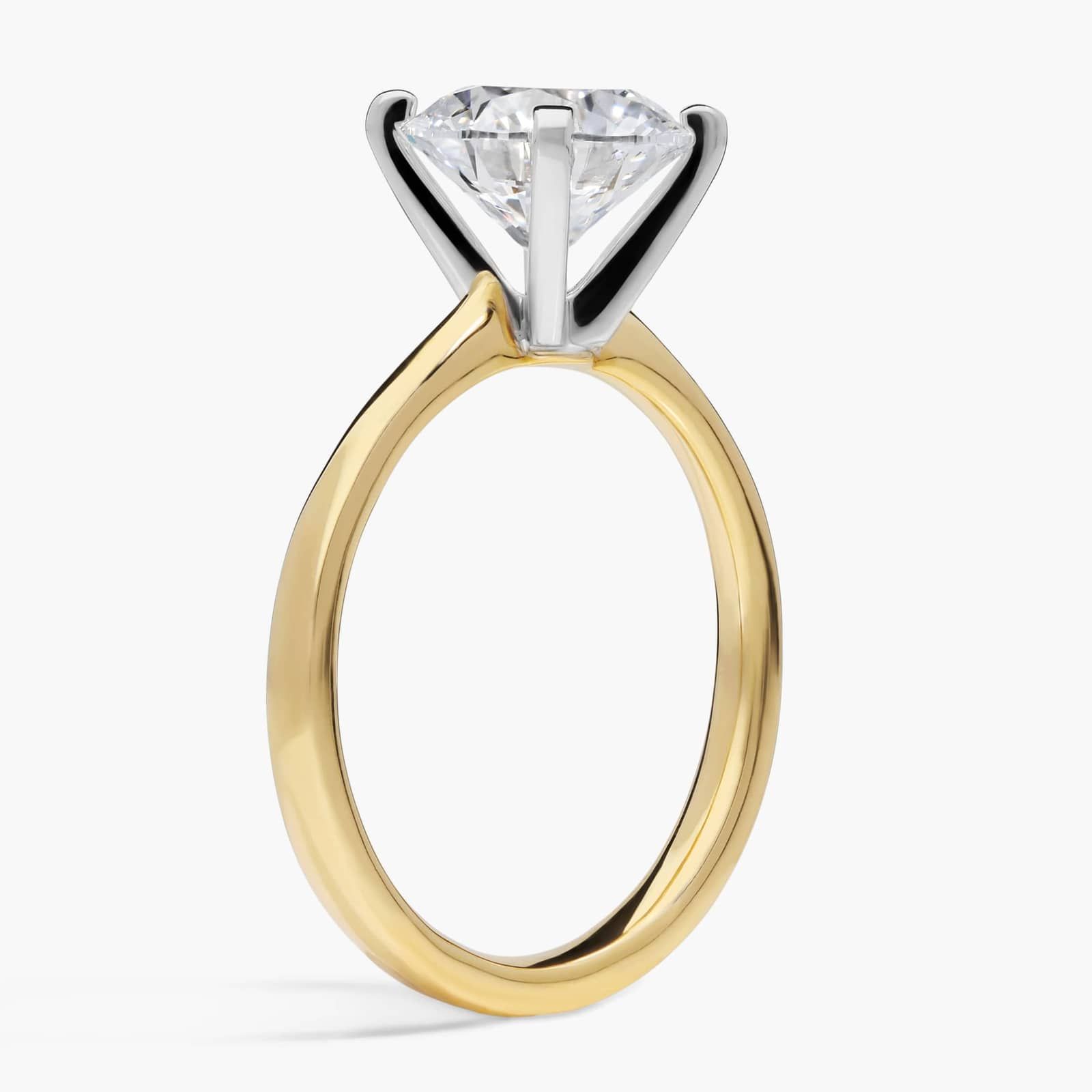 2 CT. GIA Certified Round Lab Created Diamond Size 6 Petite Solitaire Engagement Ring in 14k Yellow Gold