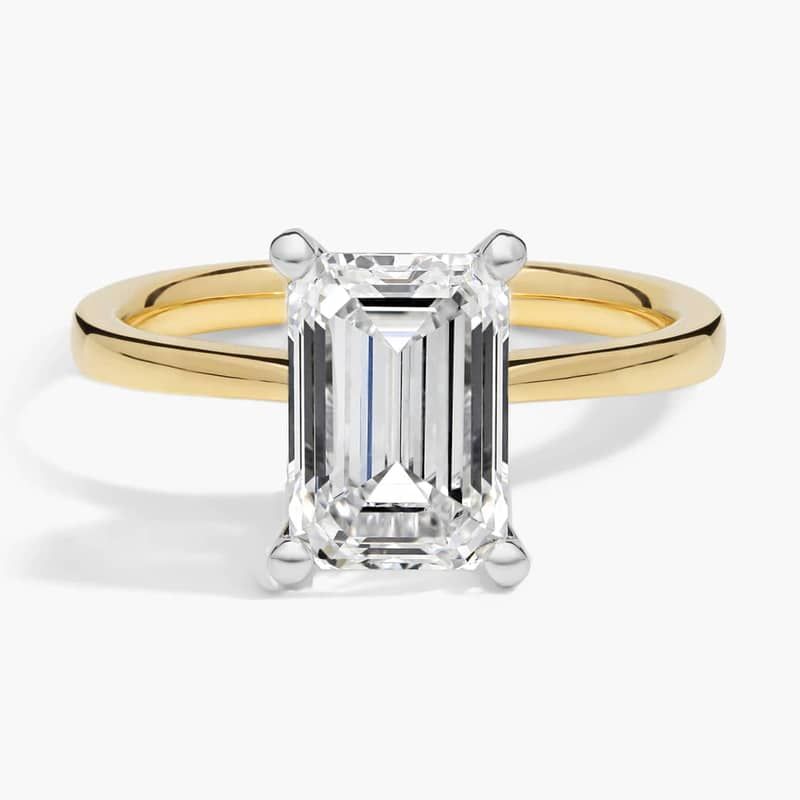 2 1/2 CT. GIA Certified Emerald Lab Created Diamond Size 6 Petite Solitaire Engagement Ring in 14k Yellow Gold