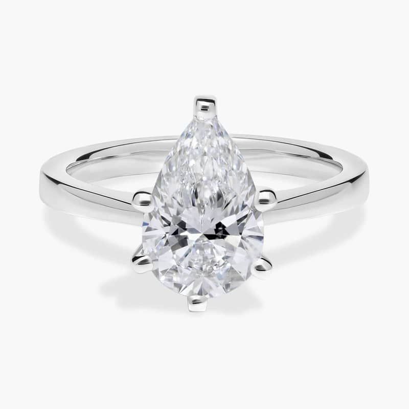 2 CT. GIA Certified Pear Lab Created Diamond Size 7 Petite Cathedral Solitaire Engagement Ring in Platinum