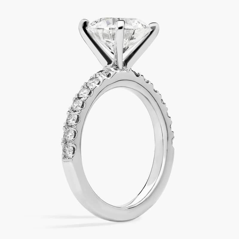 2 1/2 CT. GIA Certified Round Lab Created Diamond Size 5 Scalloped Pavé Diamond Engagement Ring in Platinum (3/8 ct. tw.)