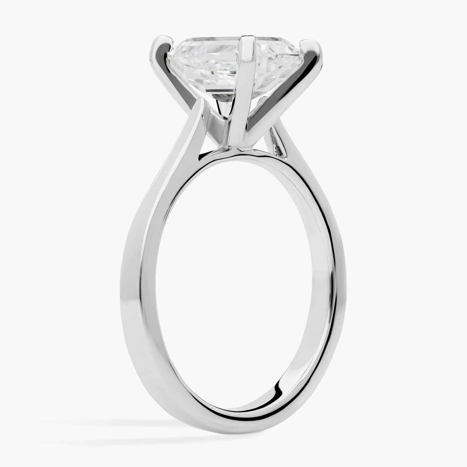 2 CT. GIA Certified Emerald Lab Created Diamond Size 5 Tapered Cathedral Solitaire Engagement Ring in Platinum