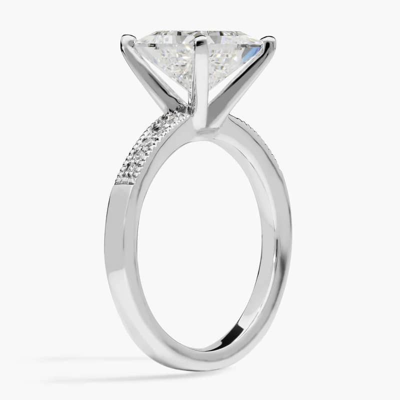 2 7/8 CT. GIA Certified Princess Lab Created Diamond Size 6 Graduated Milgrain Diamond Engagement Ring in Platinum (1/10 ct. tw.)