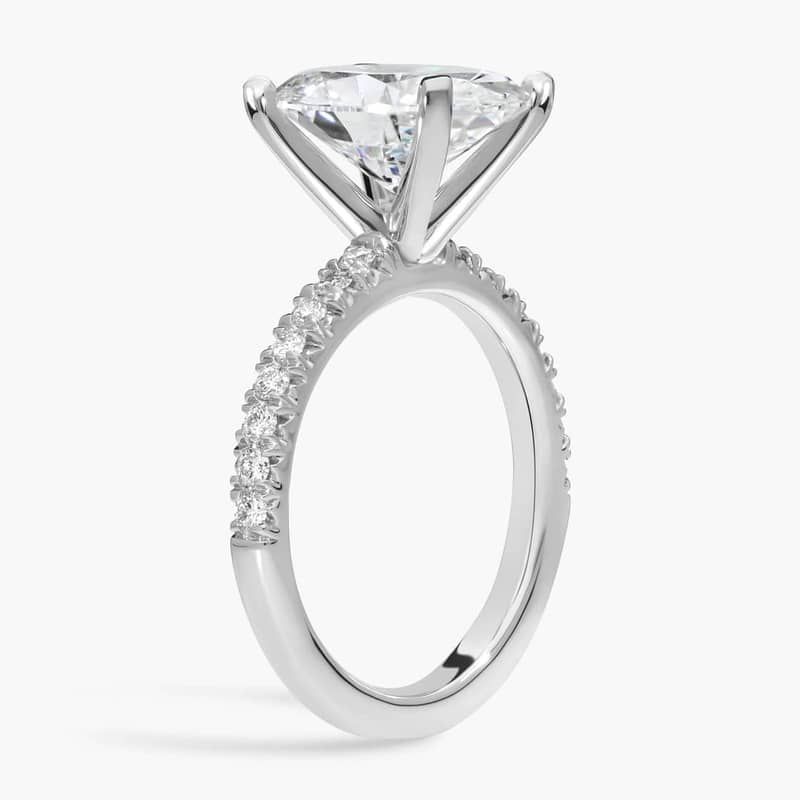 3 CT. GIA Certified Oval Lab Created Diamond Size 5 French Pavé Diamond Engagement Ring in Platinum (1/4 ct. tw.)