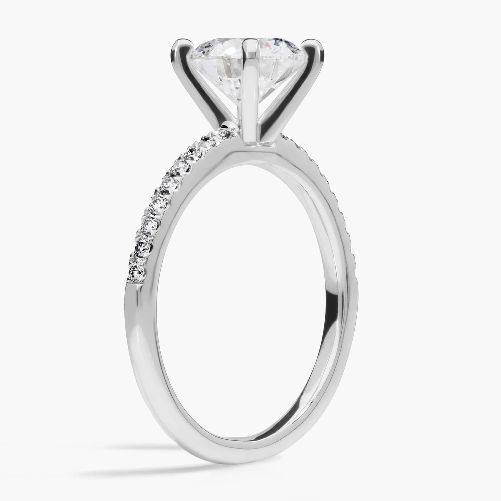 1 1/2 CT. GIA Certified Round Lab Created Diamond Size 6 Riviera Pavé Diamond Engagement Ring in 14k White Gold (1/6 ct. tw.)