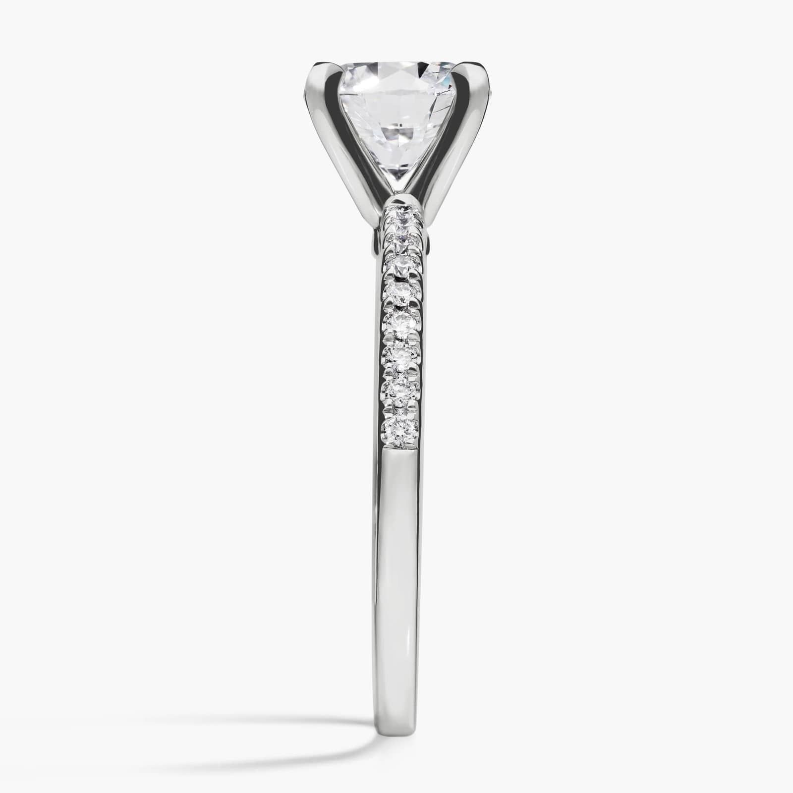 1 1/2 CT. GIA Certified Round Lab Created Diamond Size 6 Riviera Pavé Diamond Engagement Ring in 14k White Gold (1/6 ct. tw.)