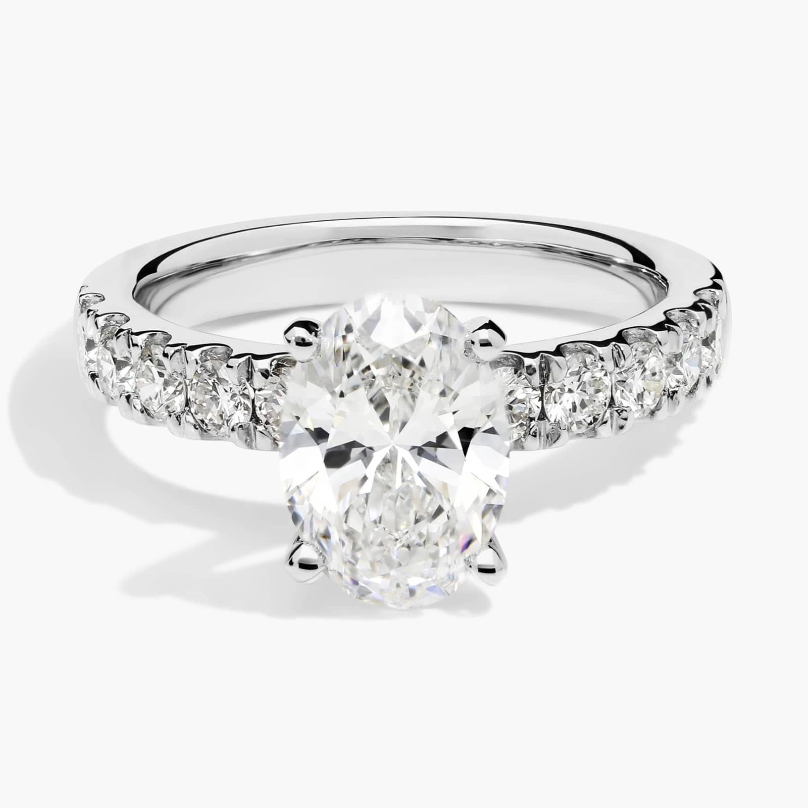 Blue Nile 2 ct. GIA Certified Oval Lab Created Diamond Size 6 Riviera Pave Diamond Engagement Ring in Platinum 5 8 ct. tw