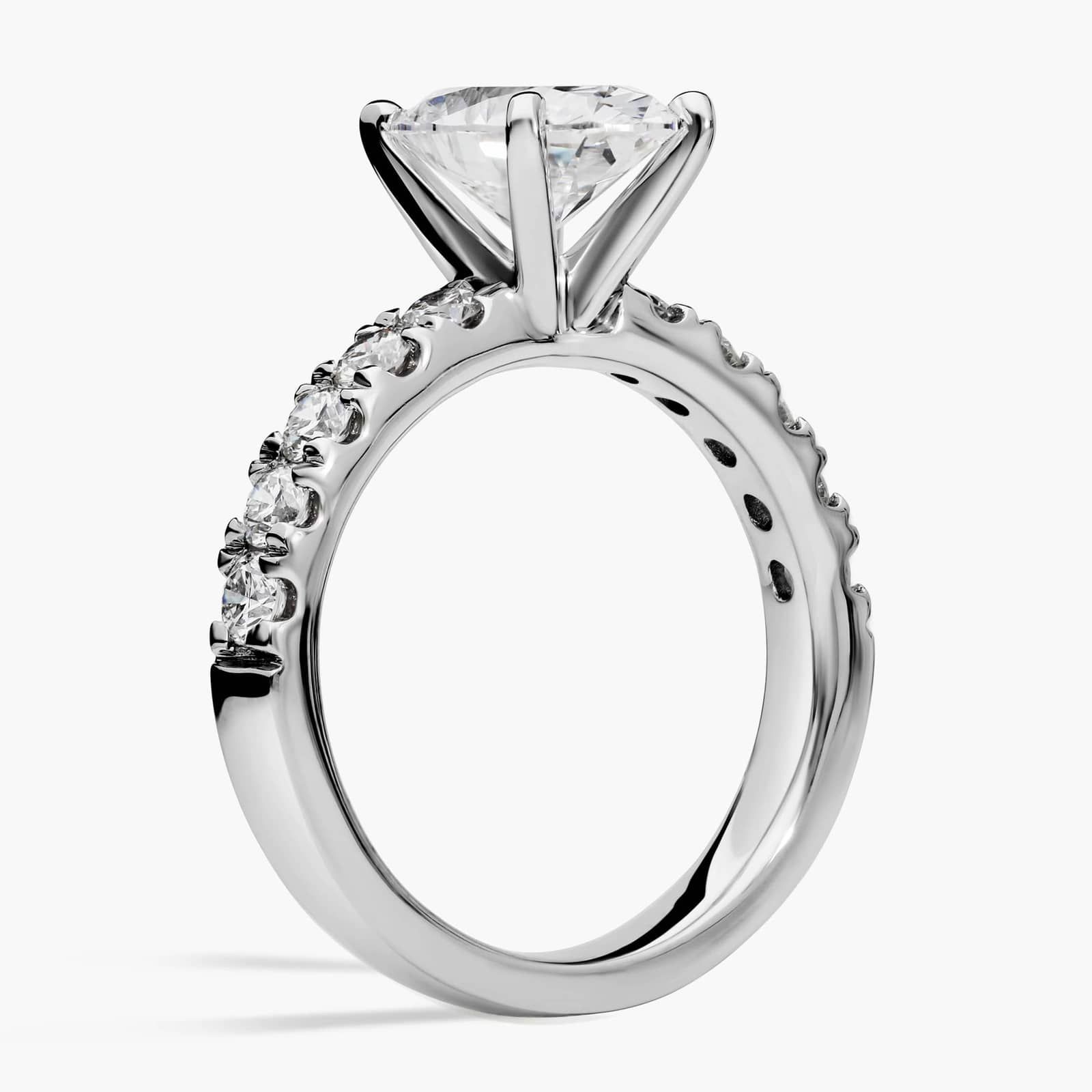 2 CT. GIA Certified Oval Lab Created Diamond Size 6 Riviera Pavé Diamond Engagement Ring in Platinum (5/8 ct. tw.)