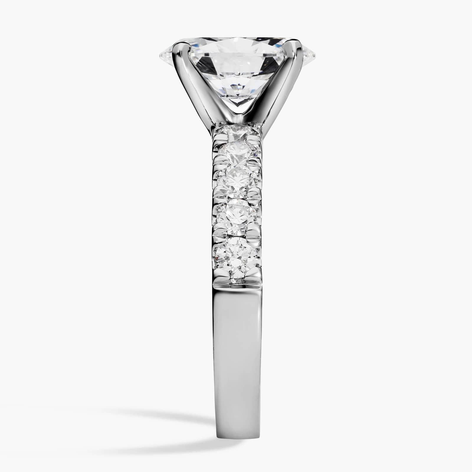 2 CT. GIA Certified Oval Lab Created Diamond Size 6 Riviera Pavé Diamond Engagement Ring in Platinum (5/8 ct. tw.)