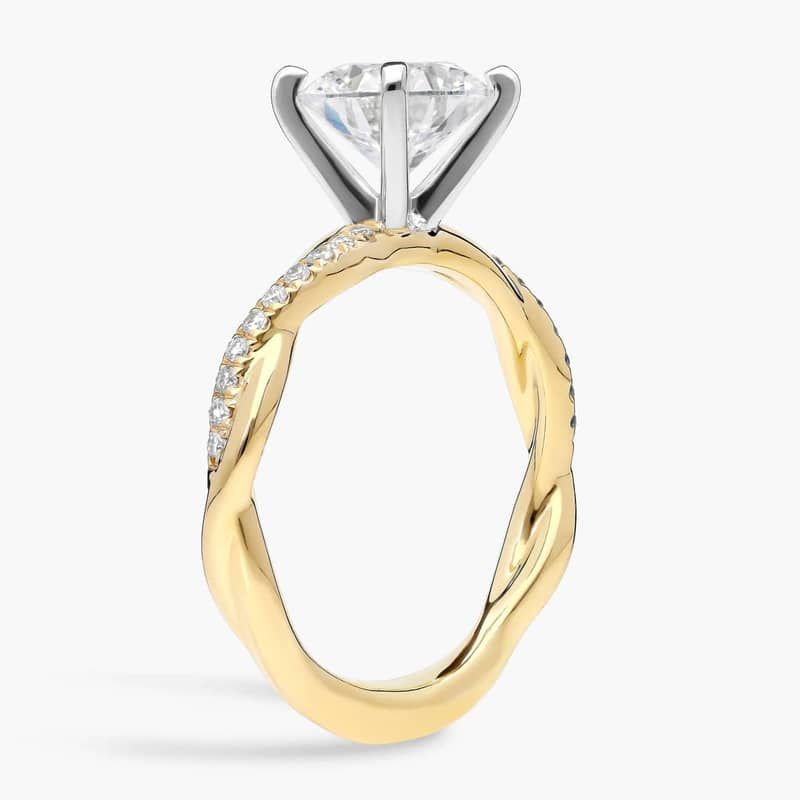 1 1/2 CT. GIA Certified Round Lab Created Diamond Size 5 Petite Twist Diamond Engagement Ring in 14k Yellow Gold (1/10 ct. tw.)