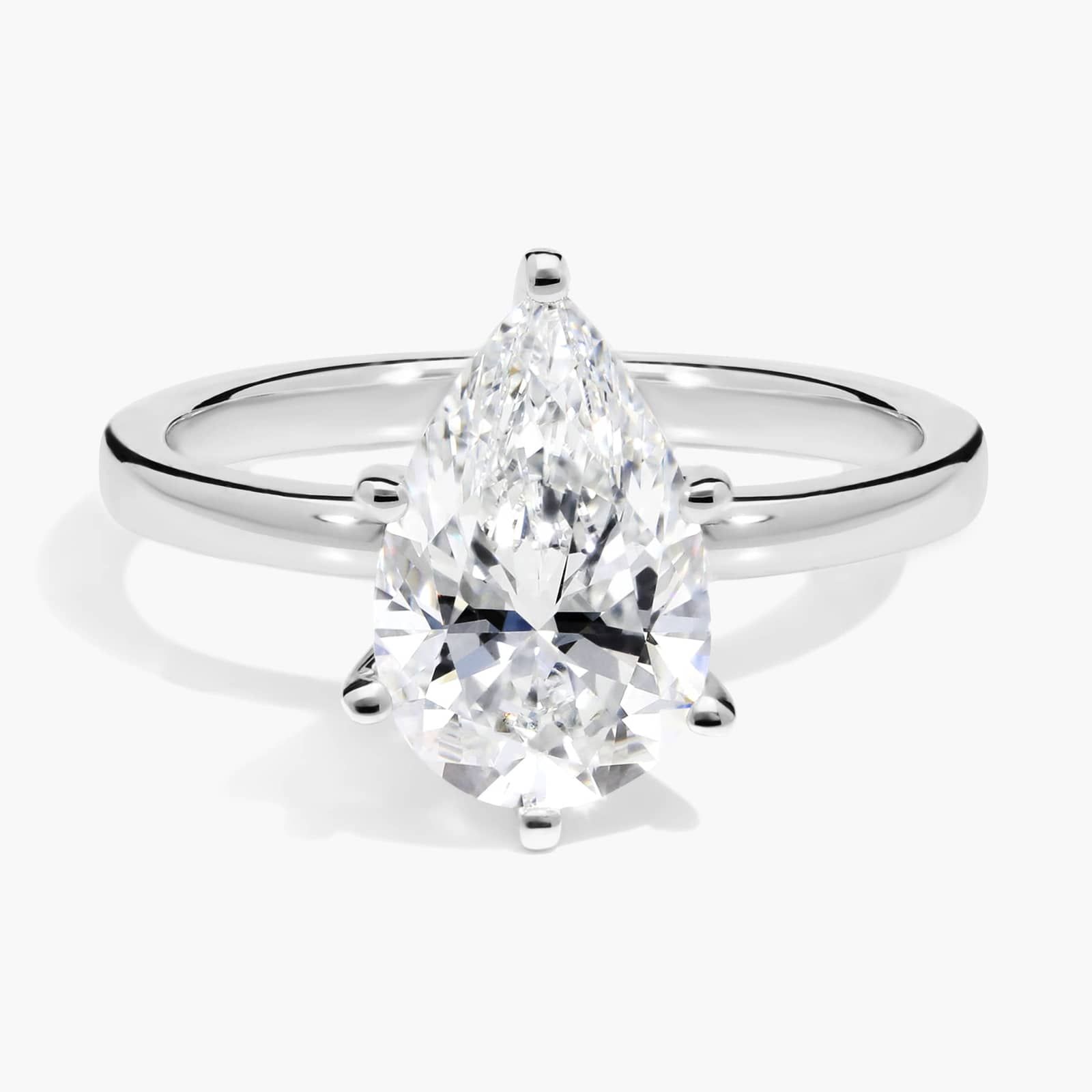 2 3/4 CT. GIA Certified Pear Lab Created Diamond Size 6 Six-Prong Low Dome Comfort Fit Solitaire Engagement Ring in 14k White Gold (2mm)