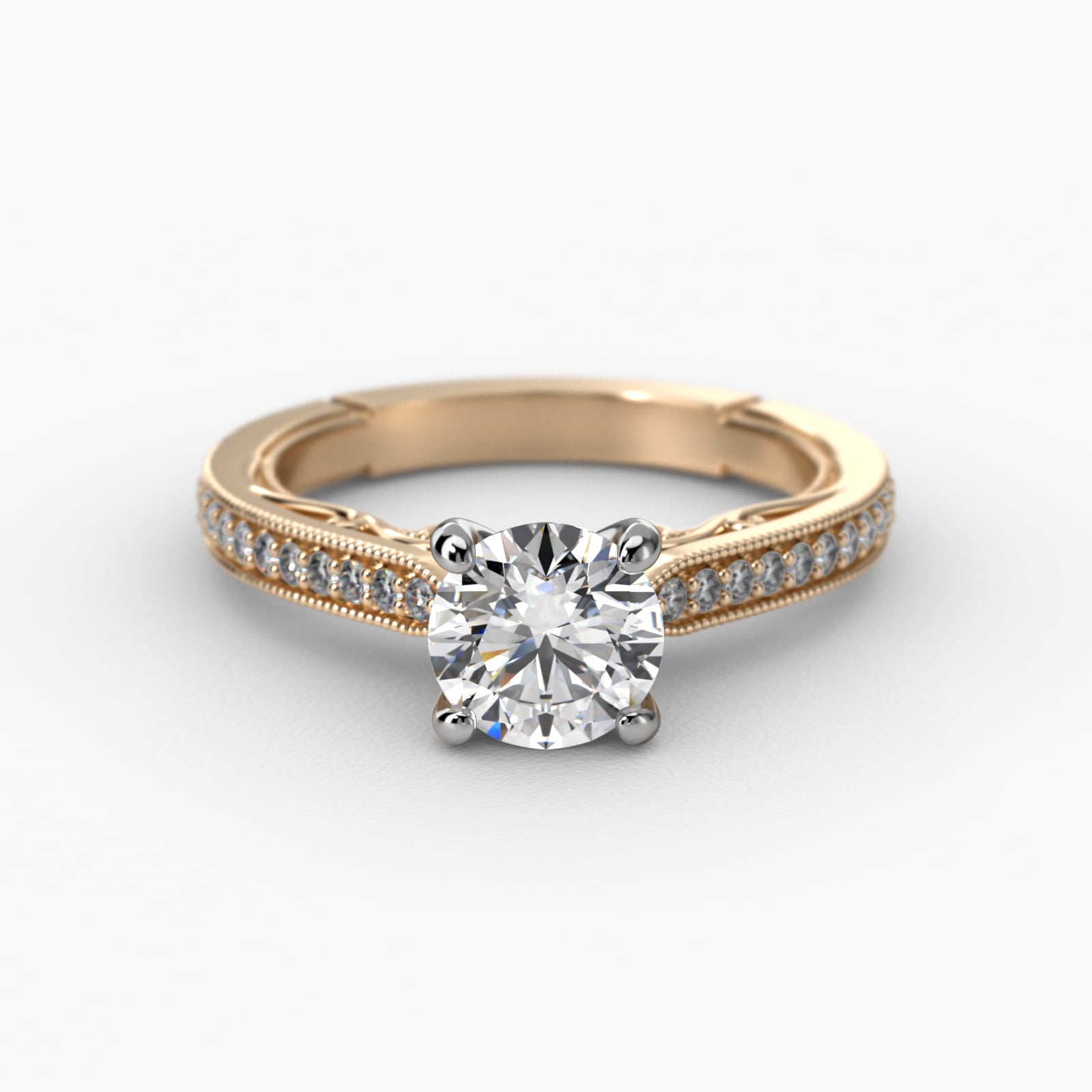 Enchanted Scroll Vintage-Style Engagement Ring In 14K Yellow Gold