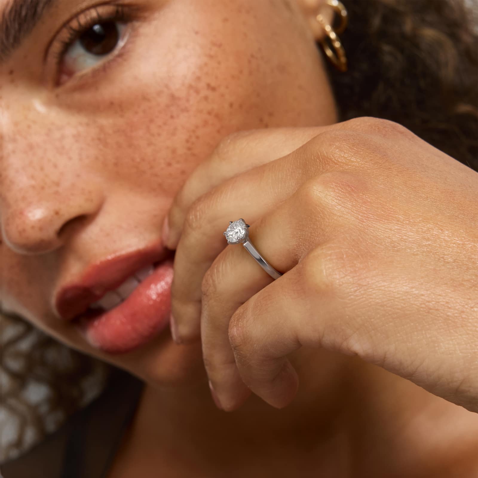 Tapered Six Prong Solitaire Engagement Ring In 14K White Gold
