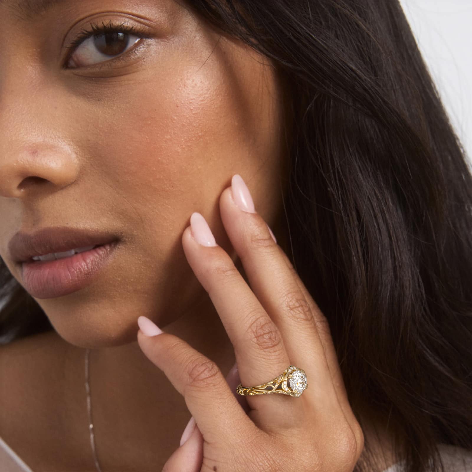 Diamond Filigree Vintage-Style Engagement Ring In 18K Yellow Gold