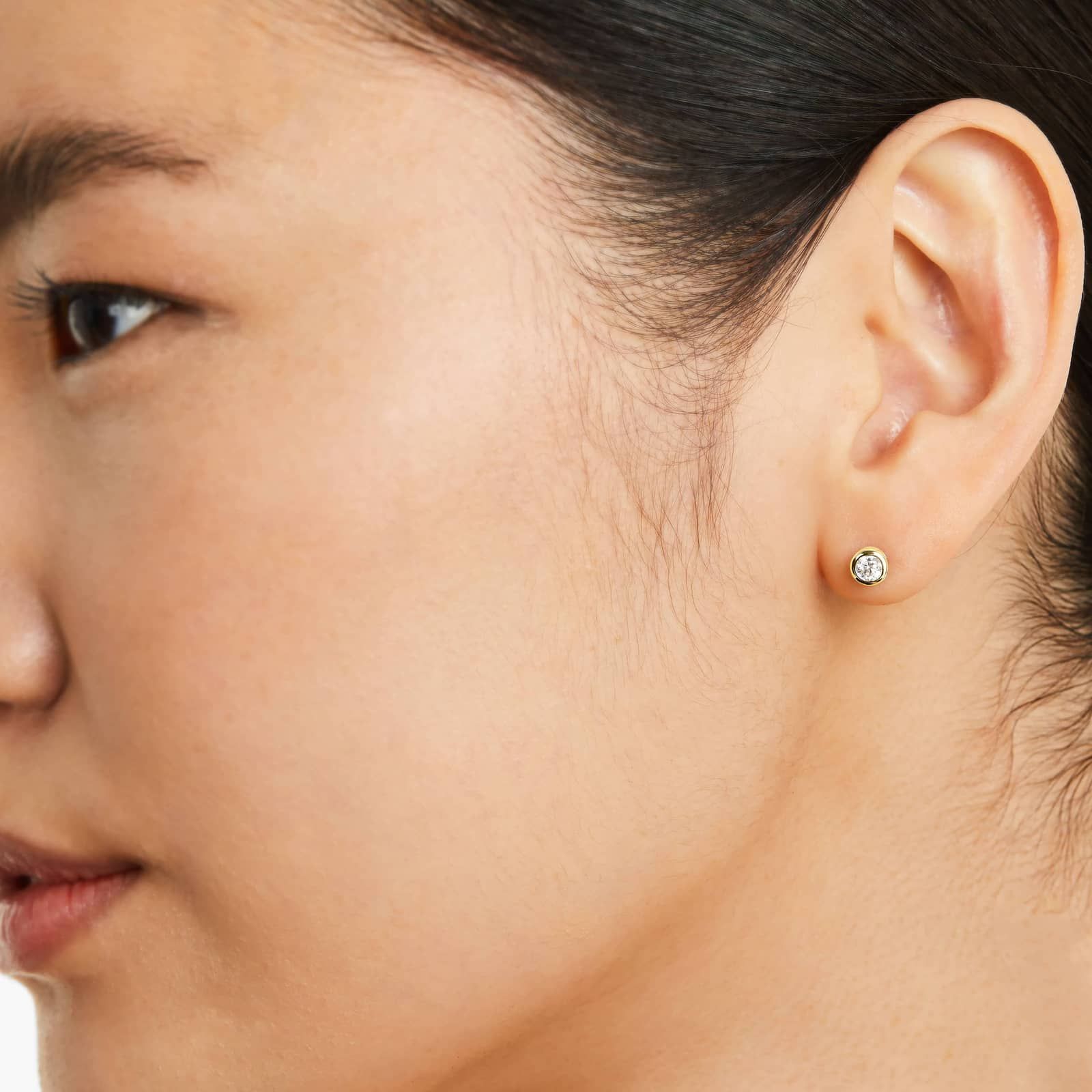 Bezel 0.25 CTW Diamond Stud Earrings In 14K Yellow Gold