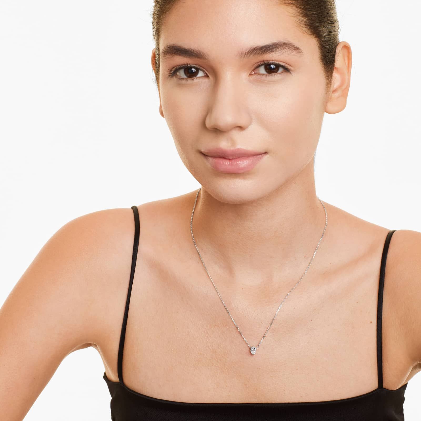 14K White Gold Pear Cut Lab-Grown Diamond Solitaire Pendant (0.75 CTW - F-G / VS2-SI1)