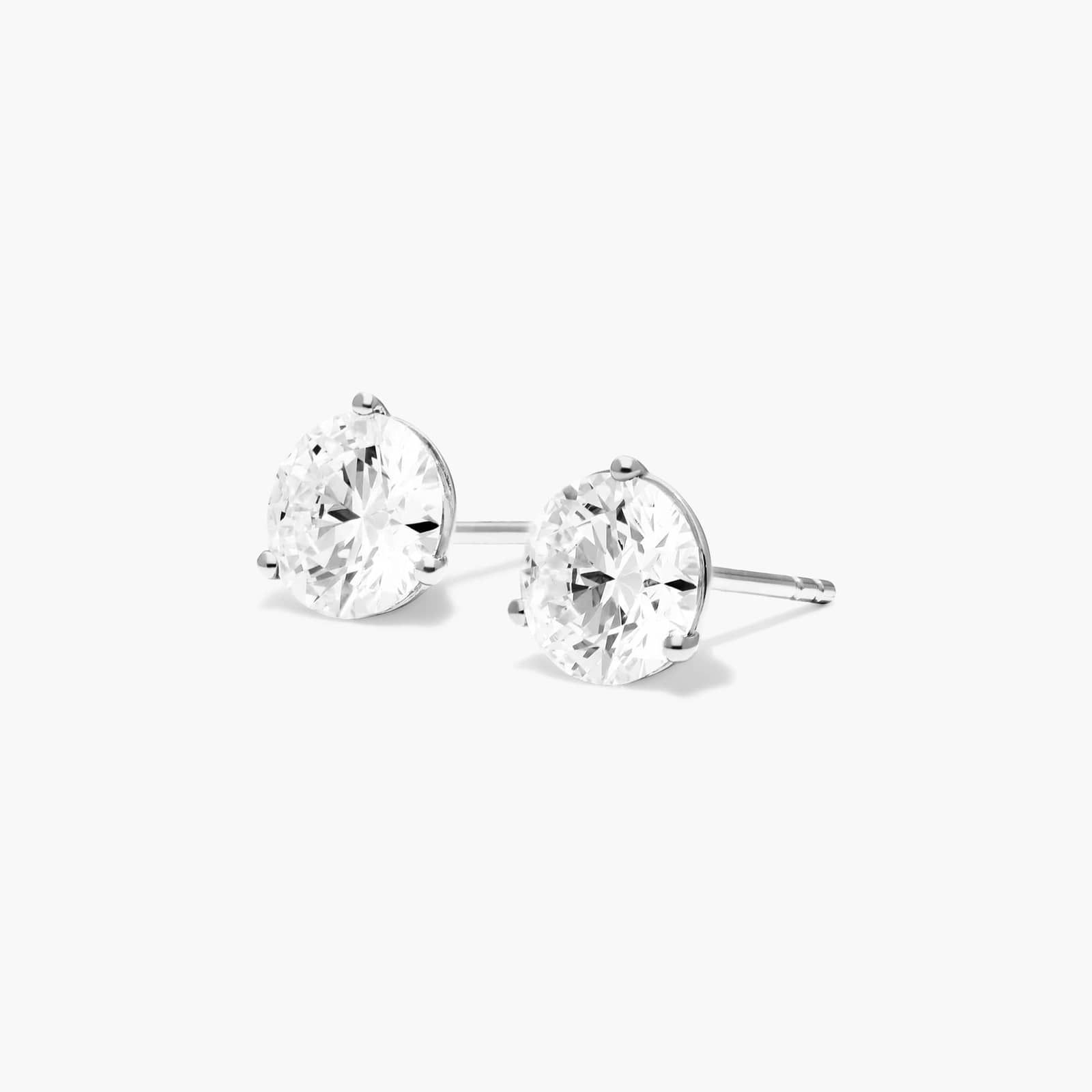 Three Prong Martini 2 CTW Lab-Grown Diamond Stud Earrings In 14K White Gold
