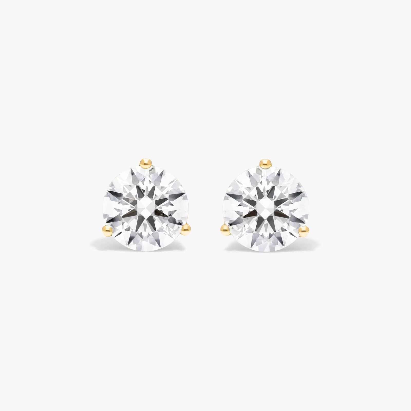 Three Prong Martini 2 CTW Lab-Grown Diamond Stud Earrings In 14K Yellow Gold