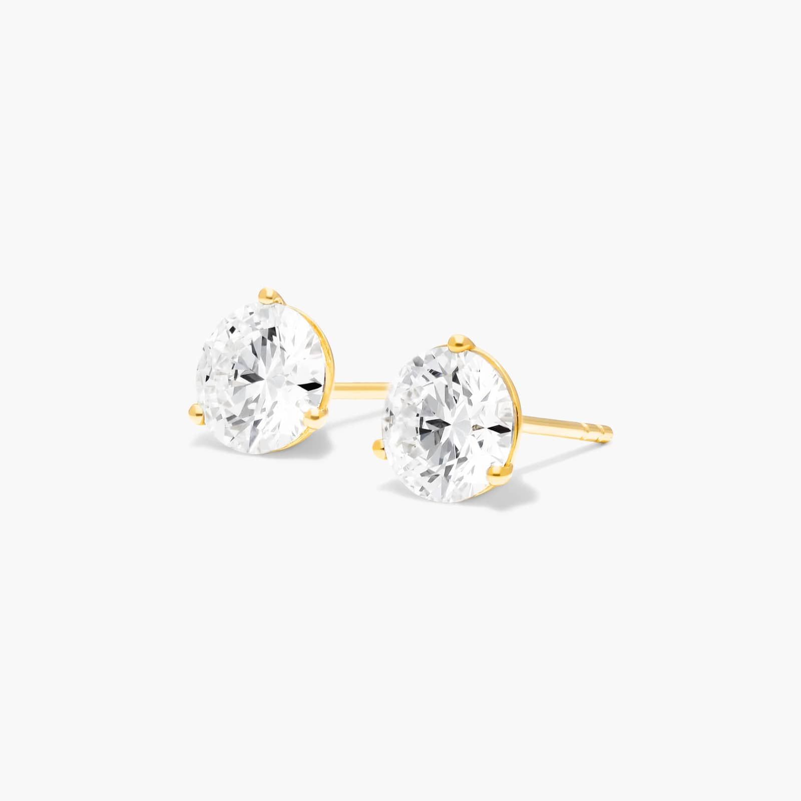 Three Prong Martini 2 CTW Lab-Grown Diamond Stud Earrings In 14K Yellow Gold