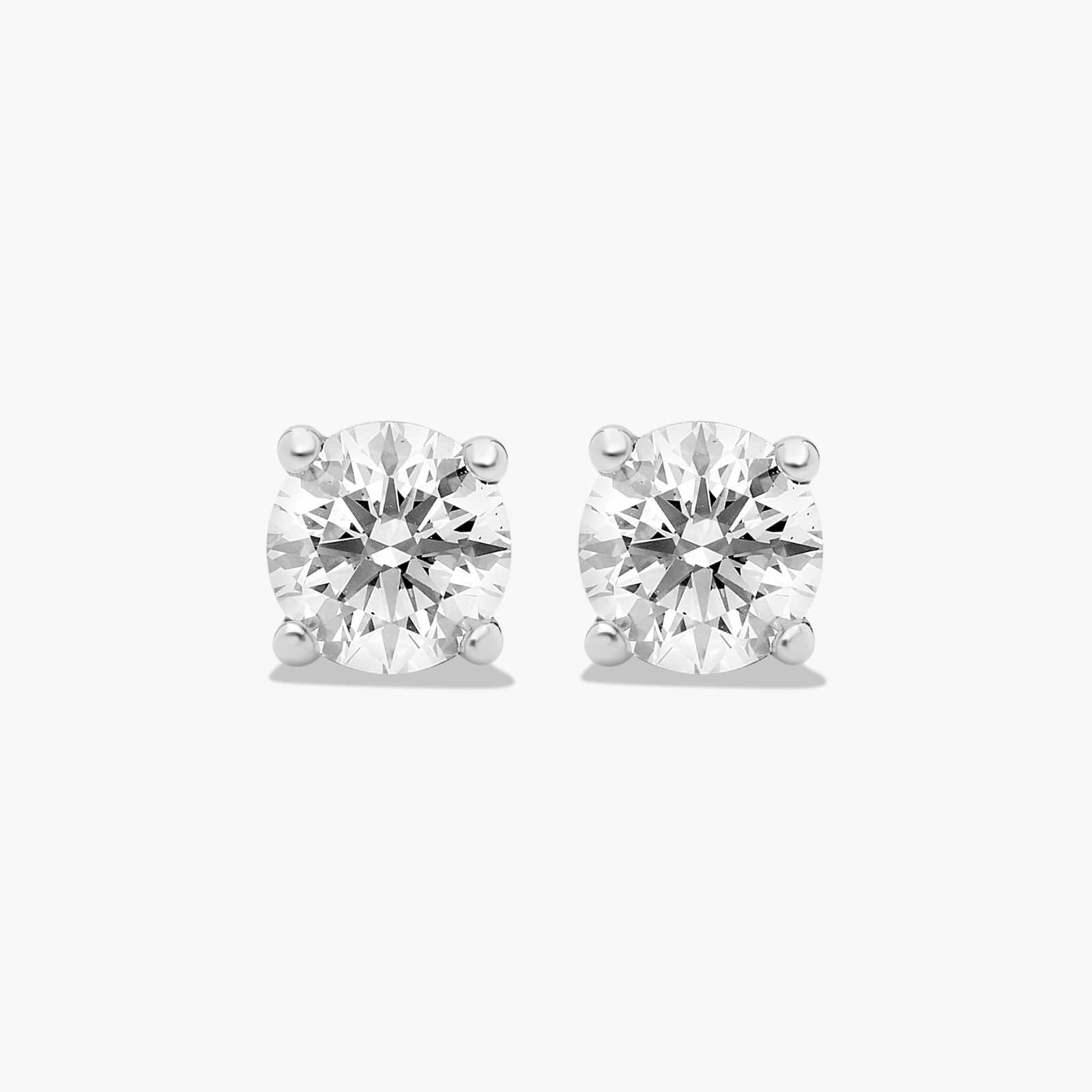 Four Prong 0.5 CTW Round Lab-Grown Diamond Stud Earrings In 14K White Gold