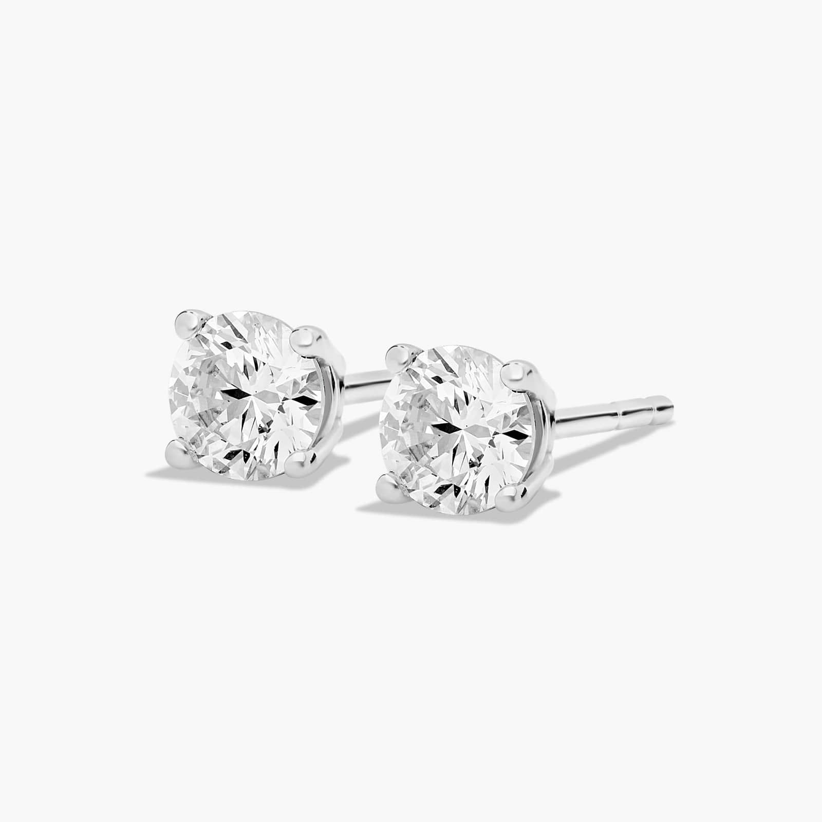 Four Prong 0.5 CTW Round Lab-Grown Diamond Stud Earrings In 14K White Gold