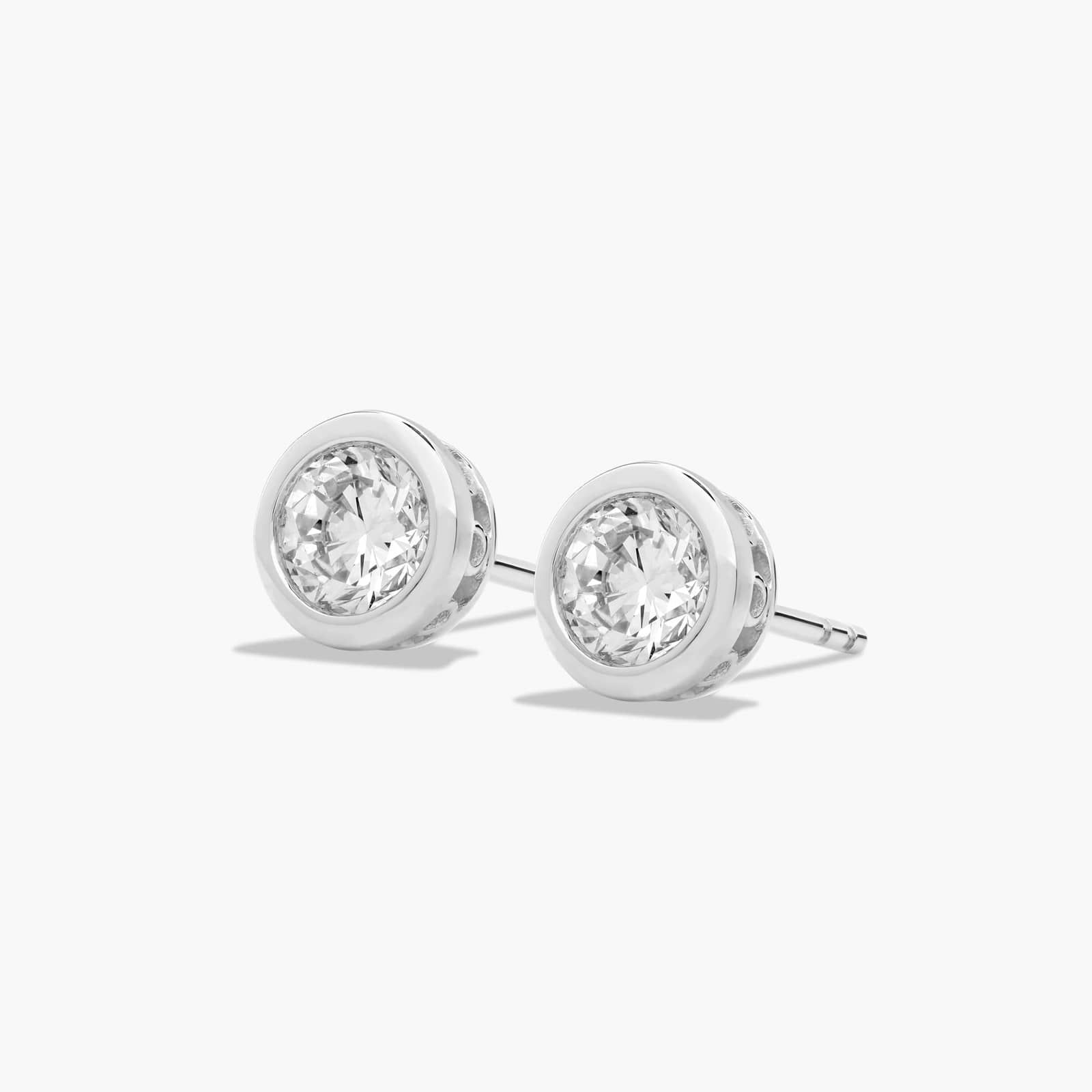 Bezel 1 CTW Diamond Stud Earrings In Platinum