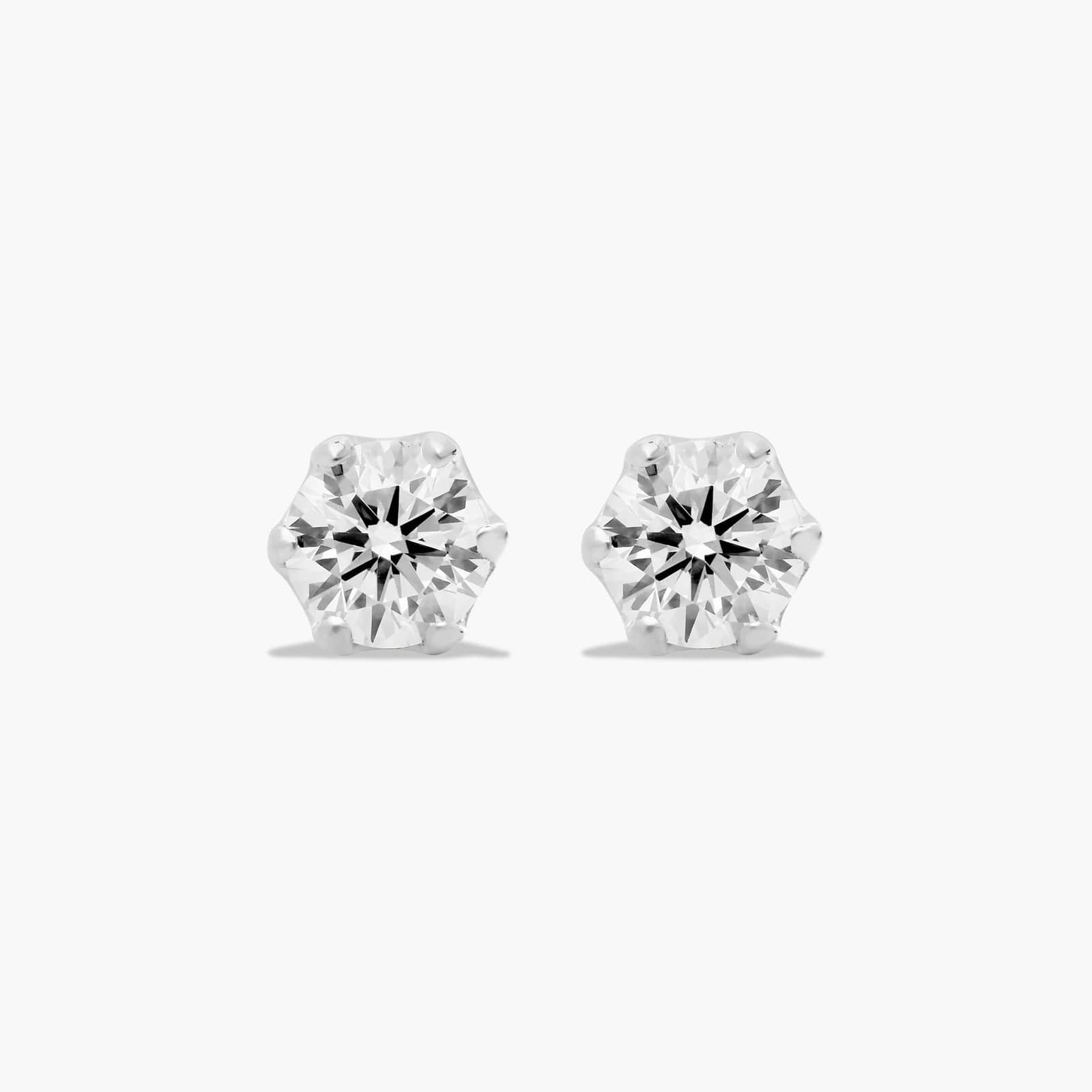 Scallop Basket 0.25 CTW Diamond Stud Earrings In 14K White Gold