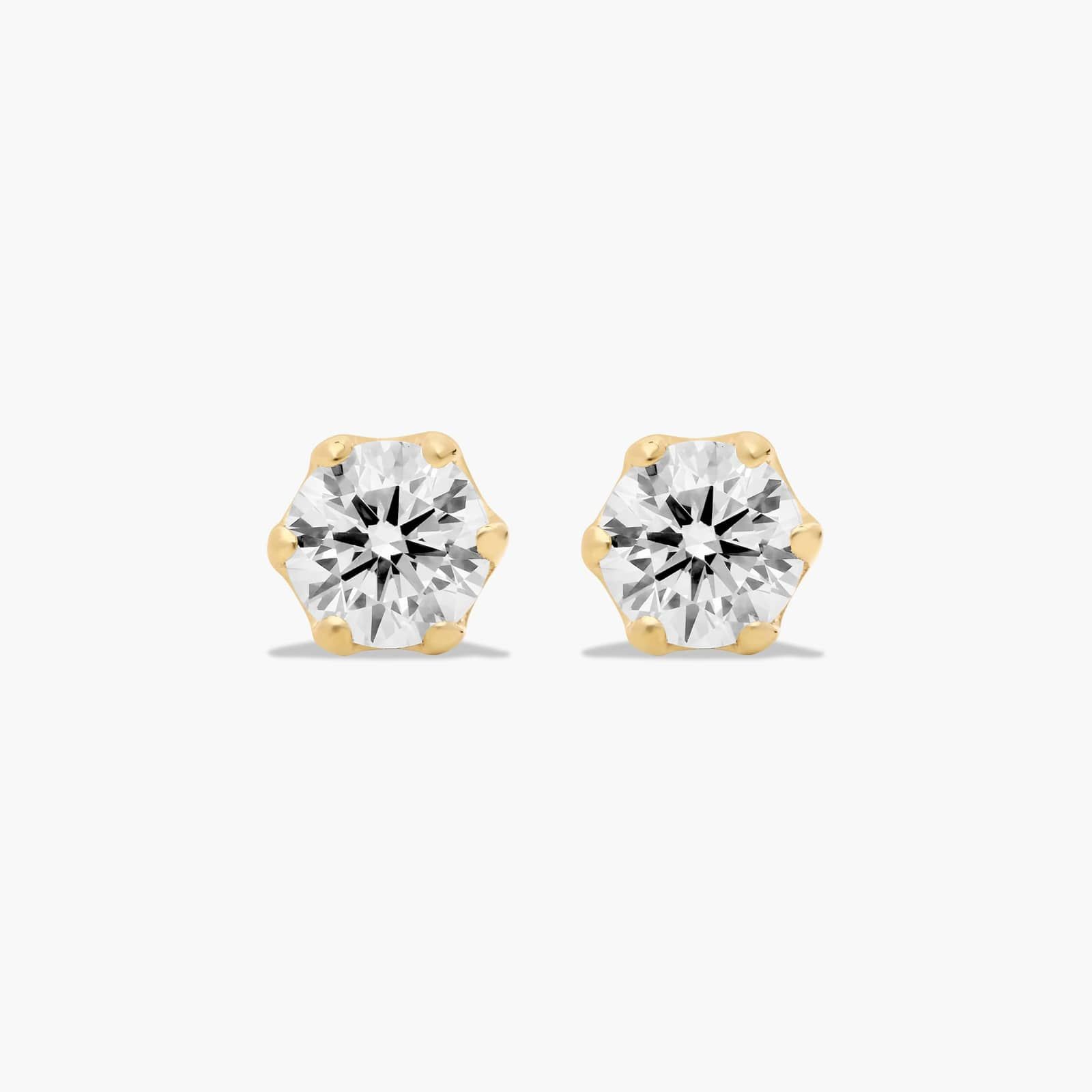 Scallop Basket 0.25 CTW Diamond Stud Earrings In 14K Yellow Gold