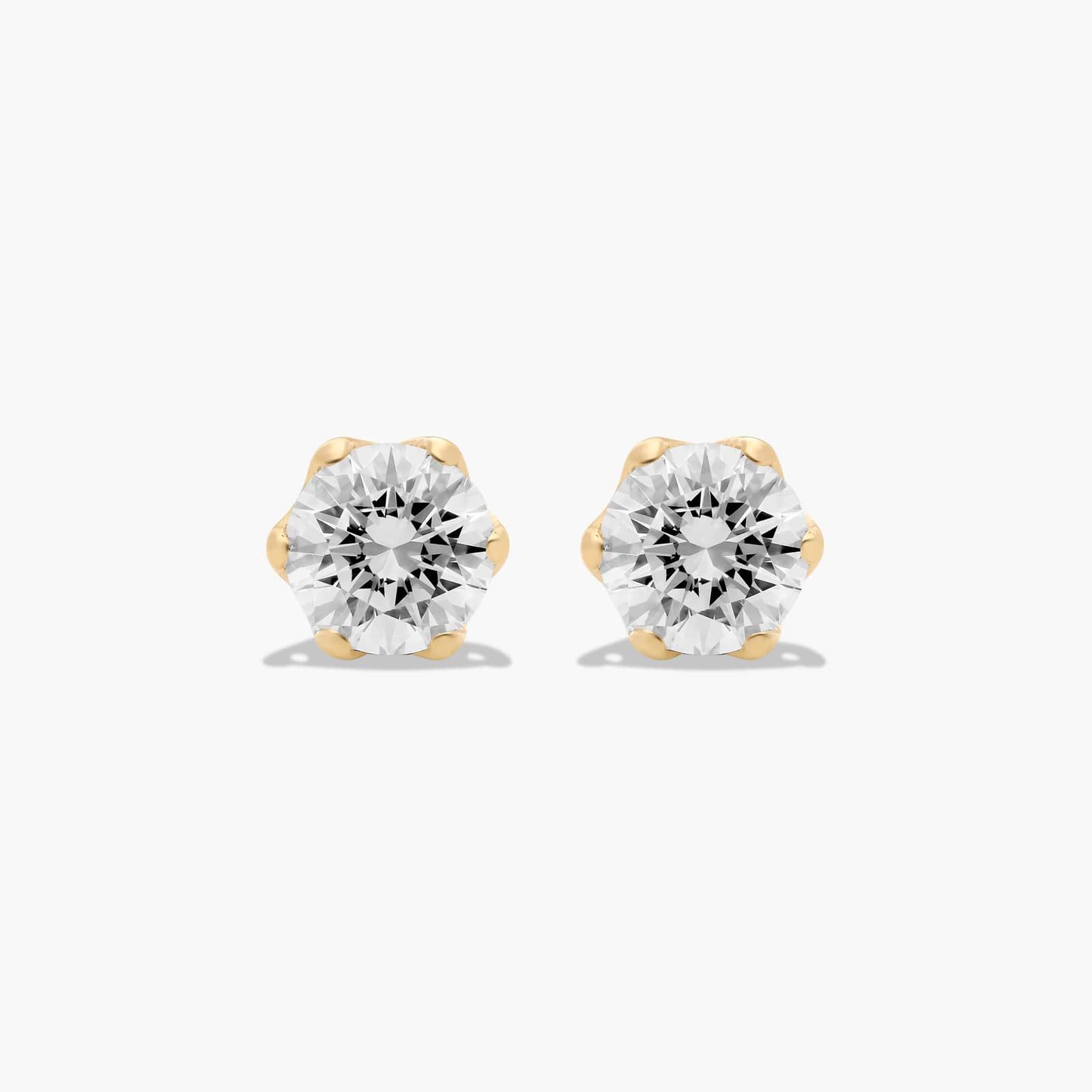 Scallop Basket 0.5 CTW Diamond Stud Earrings In 14K Yellow Gold