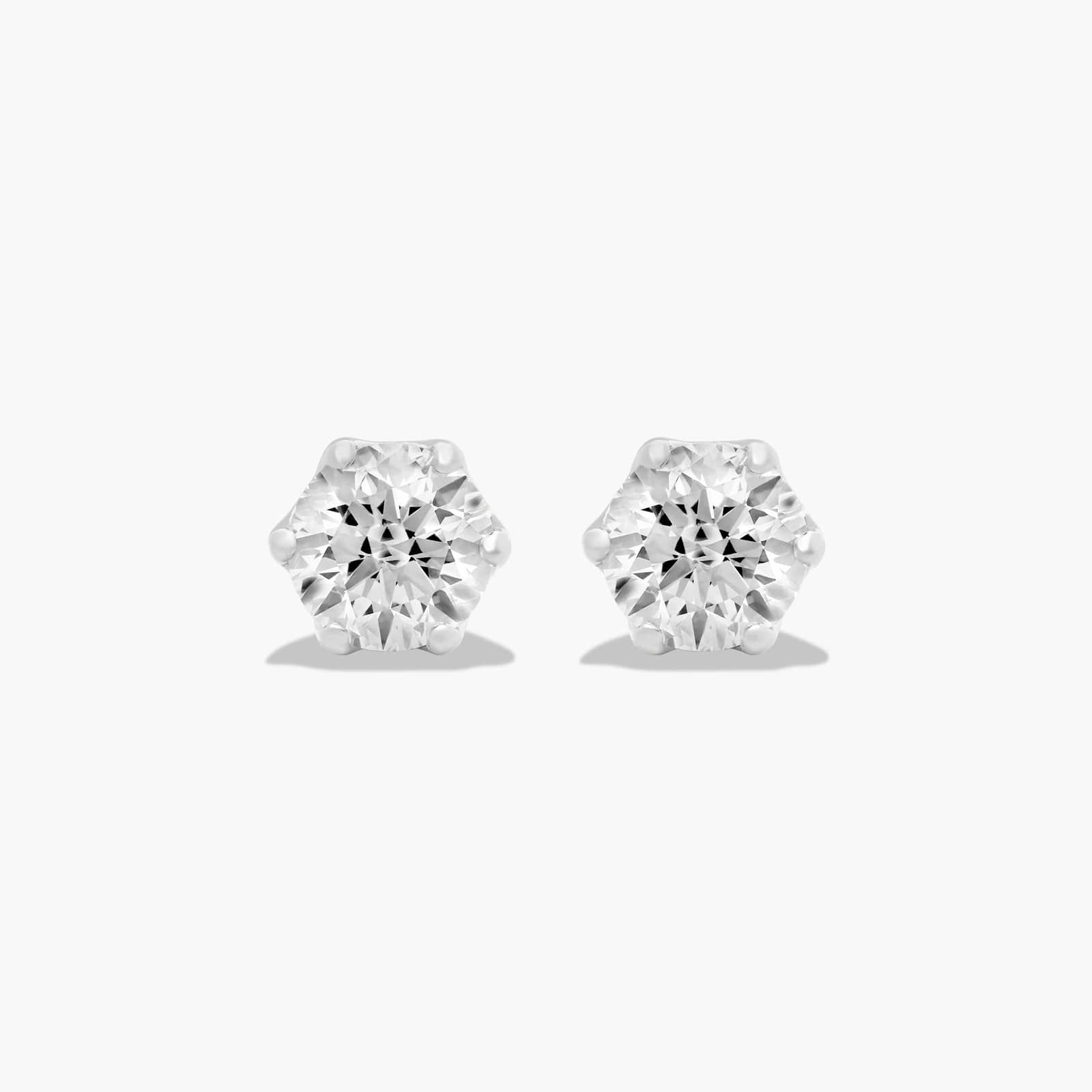 Scallop Basket 1 CTW Diamond Stud Earrings In 14K White Gold