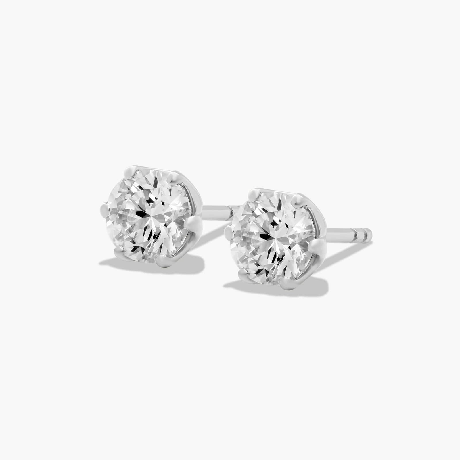 Scallop Basket 1 CTW Diamond Stud Earrings In 14K White Gold