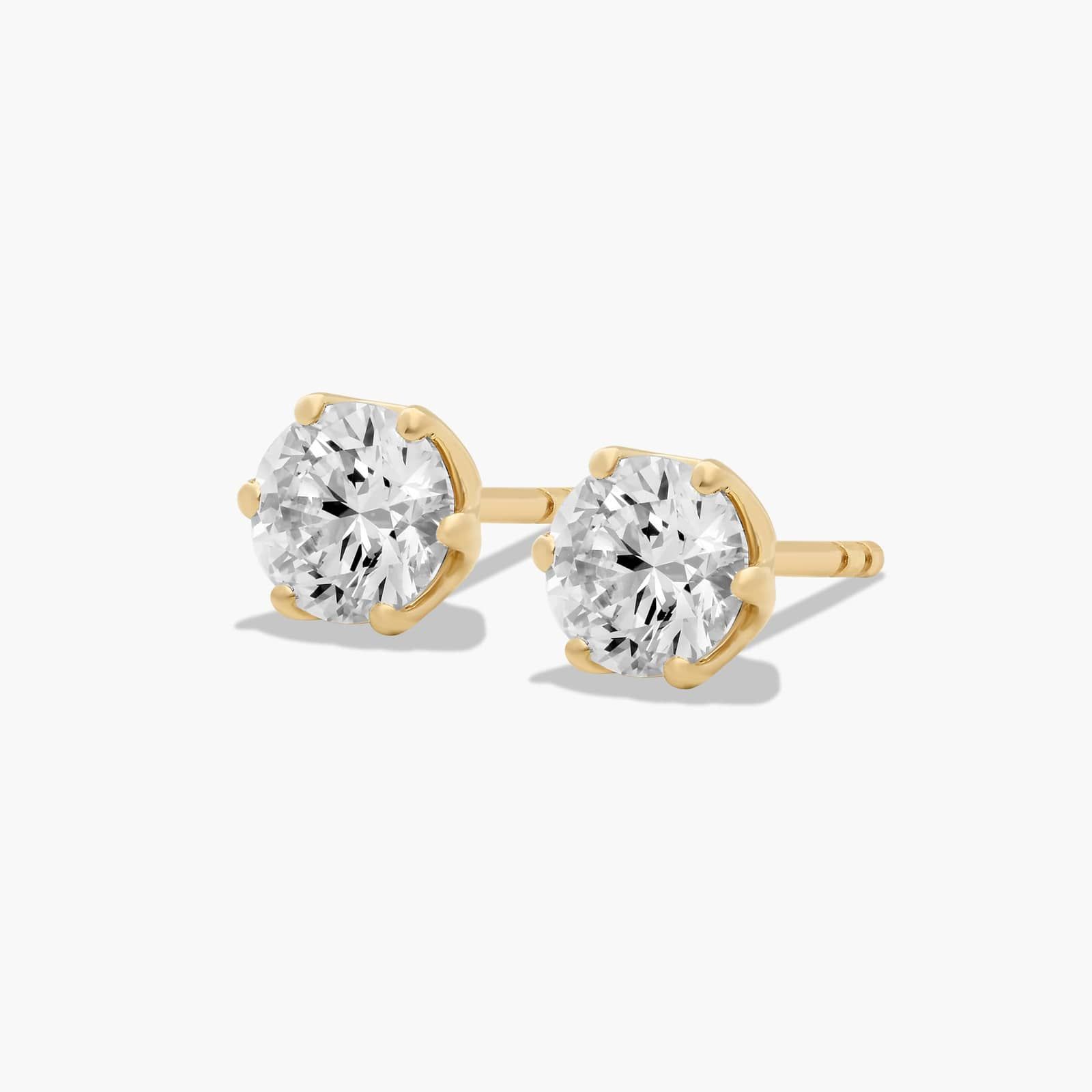 Scallop Basket 1 CTW Diamond Stud Earrings In 14K Yellow Gold