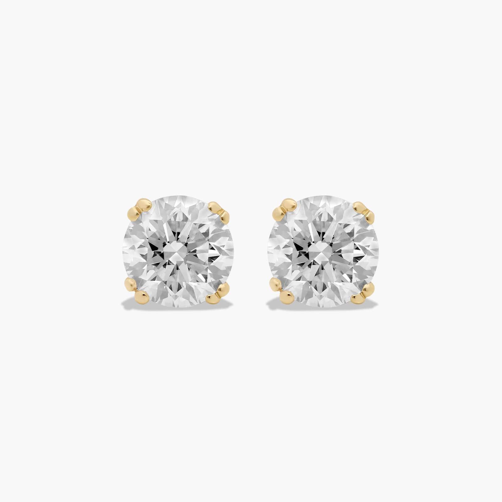 Double Prong 0.75 CTW Diamond Stud Earrings In 14K Yellow Gold