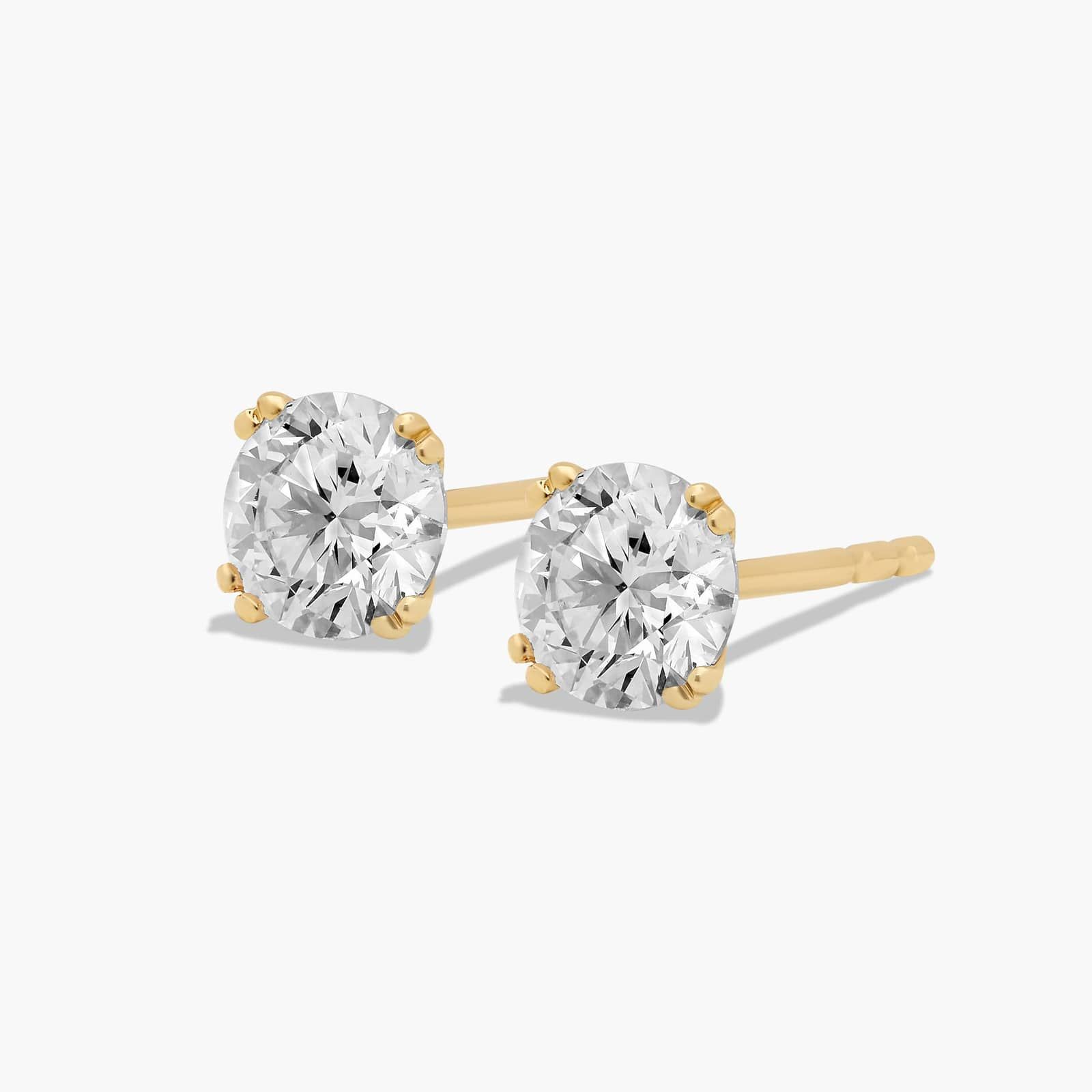 Double Prong 0.75 CTW Diamond Stud Earrings In 14K Yellow Gold