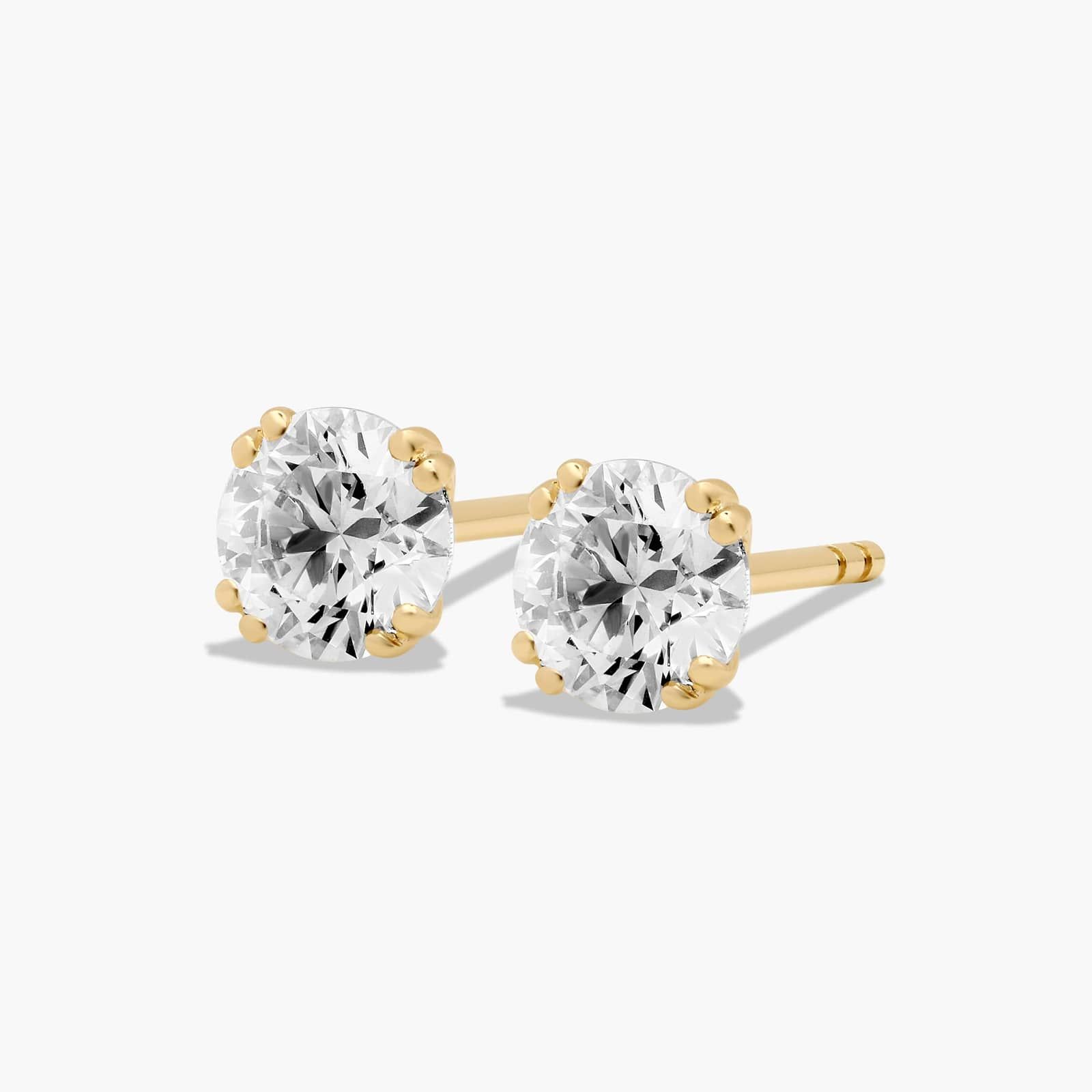 Double Prong 1 CTW Diamond Stud Earrings In 14K Yellow Gold